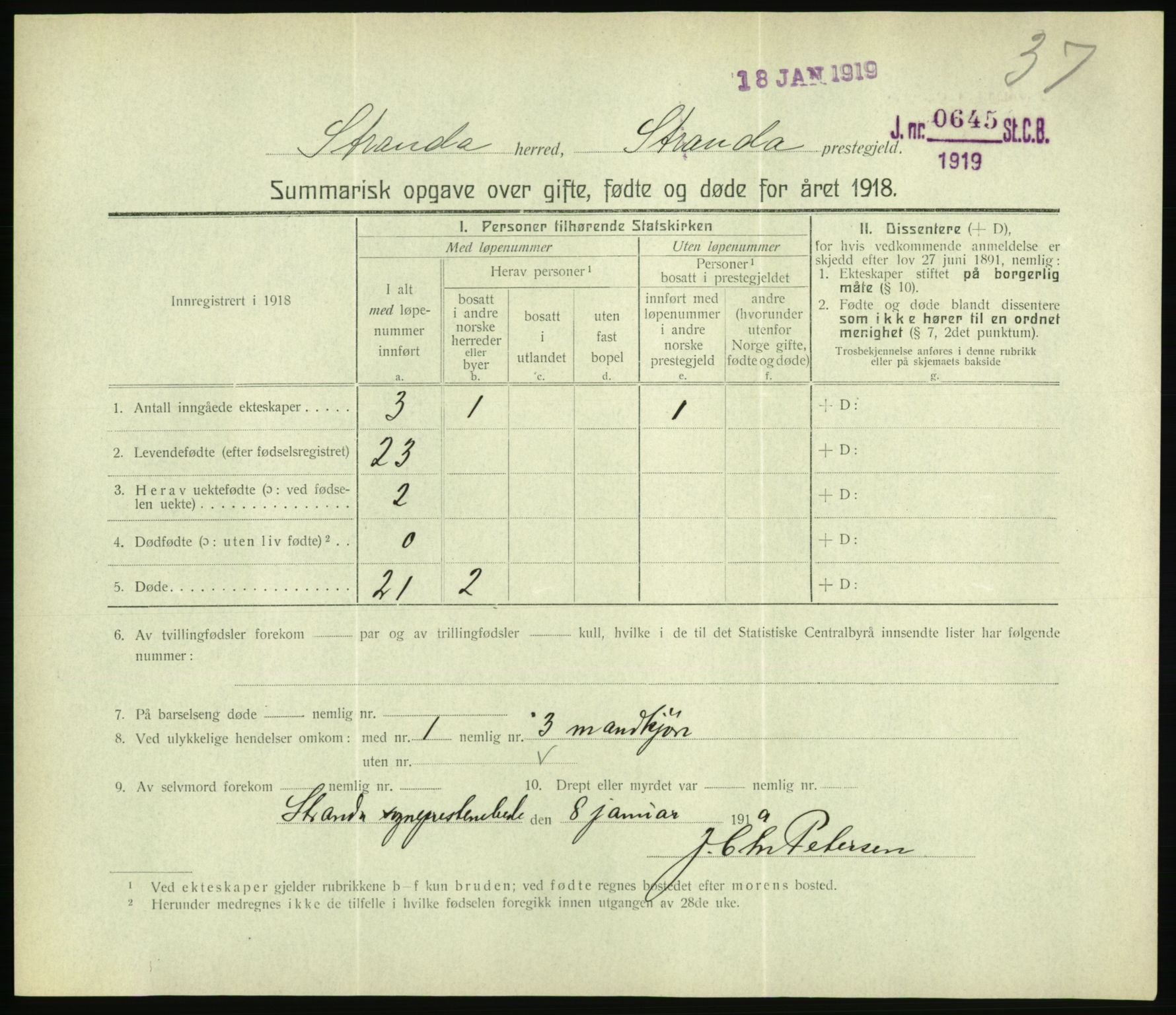 Statistisk sentralbyrå, Sosiodemografiske emner, Befolkning, RA/S-2228/D/Df/Dfb/Dfbh/L0059: Summariske oppgaver over gifte, fødte og døde for hele landet., 1918, p. 1139