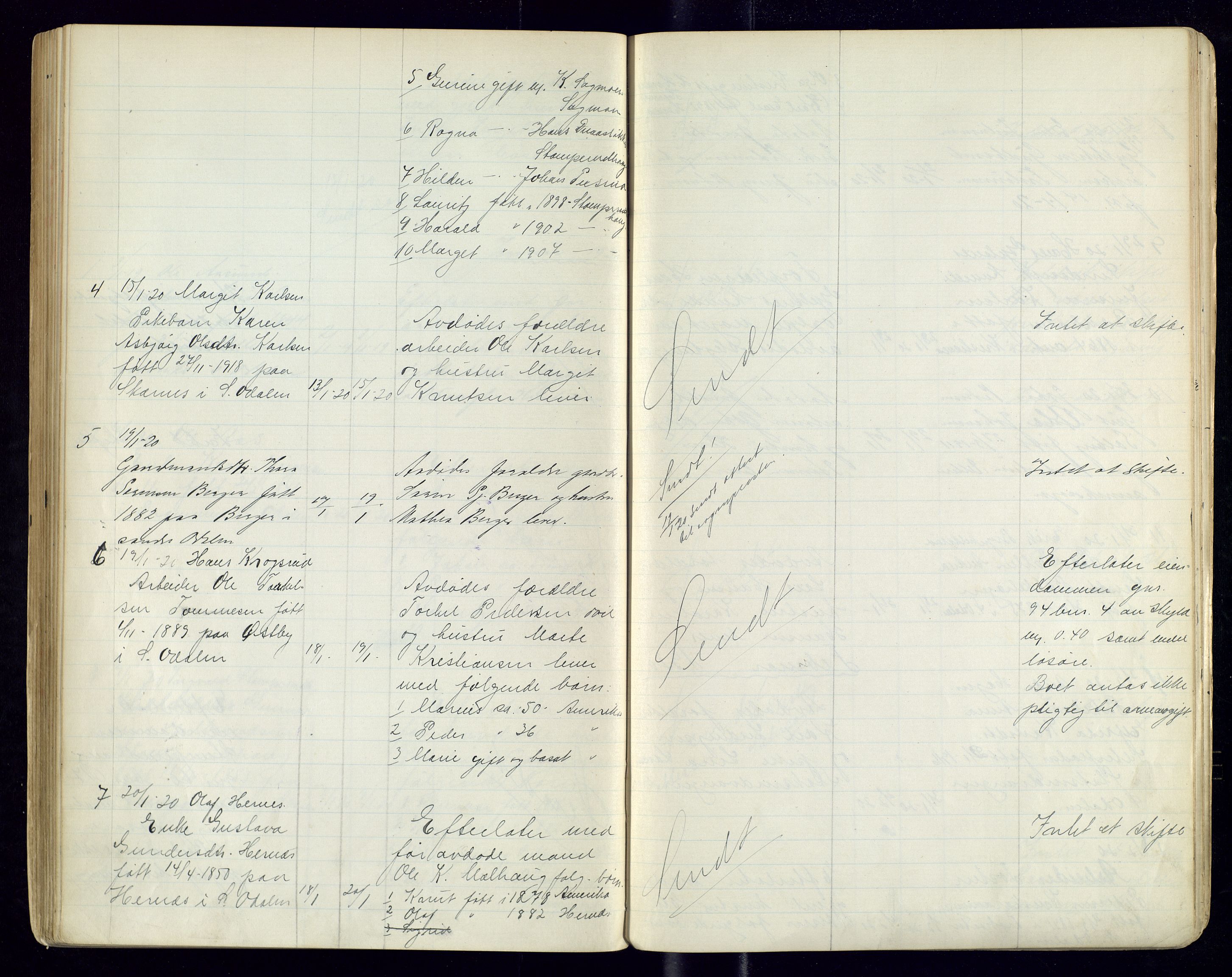 Sør-Odal lensmannskontor, AV/SAH-LHS-022/H/Hb/L0002/0002: Protokoller over anmeldte dødsfall / Protokoll over anmeldte dødsfall, 1915-1921