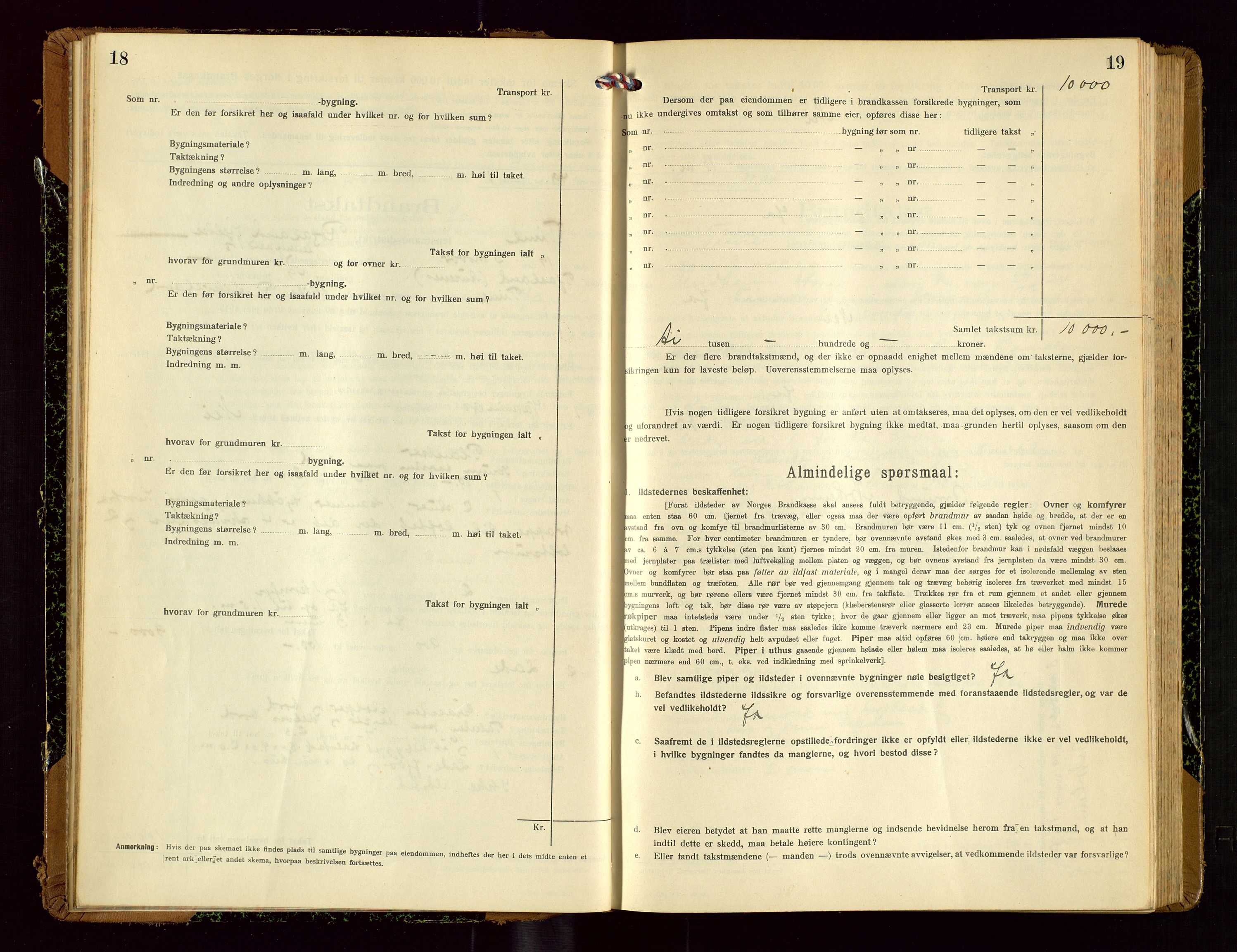Time lensmannskontor, SAST/A-100420/Gob/L0002: Branntakstprotokoll, 1919-1952, p. 18-19
