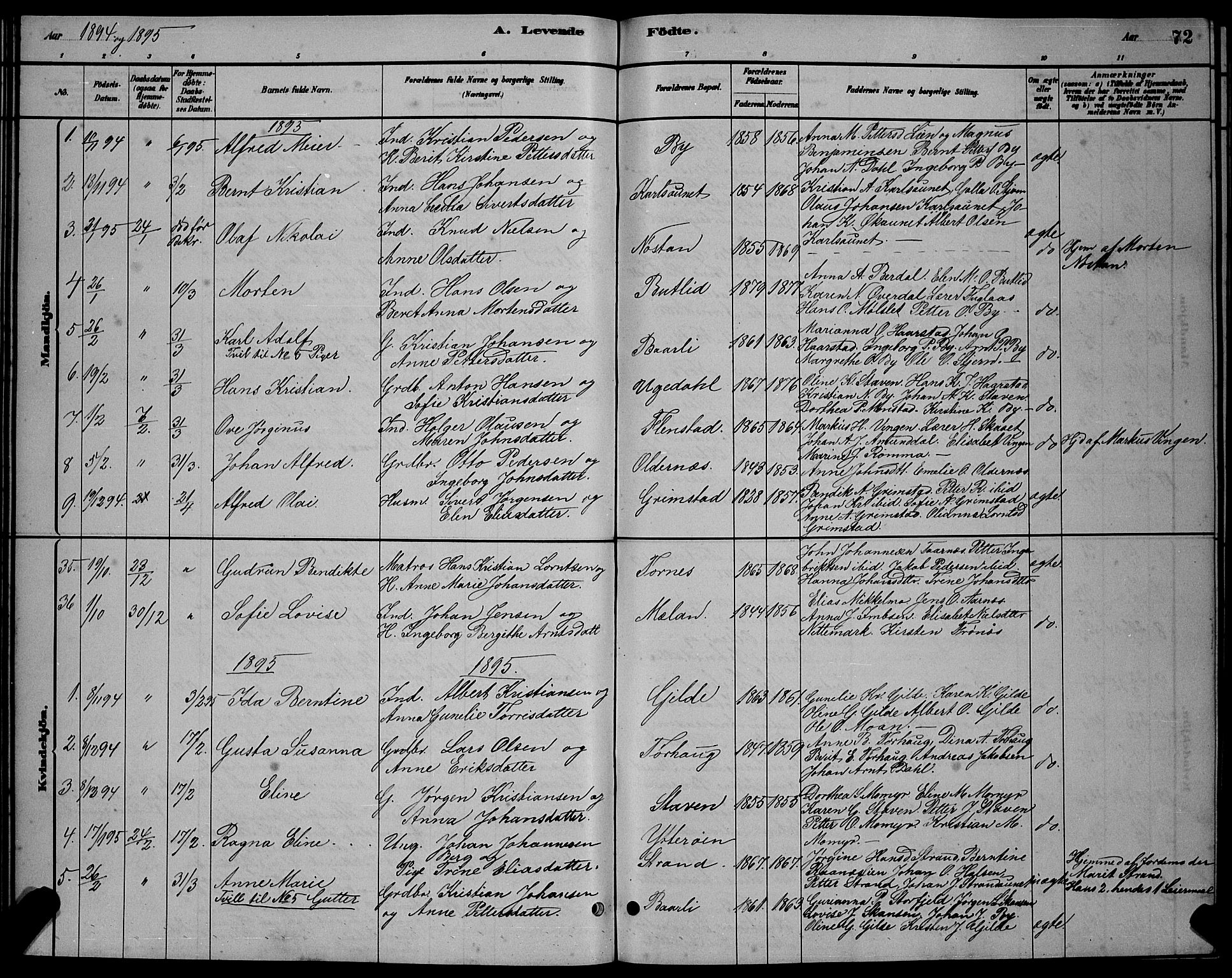 Ministerialprotokoller, klokkerbøker og fødselsregistre - Sør-Trøndelag, SAT/A-1456/655/L0687: Parish register (copy) no. 655C03, 1880-1898, p. 72