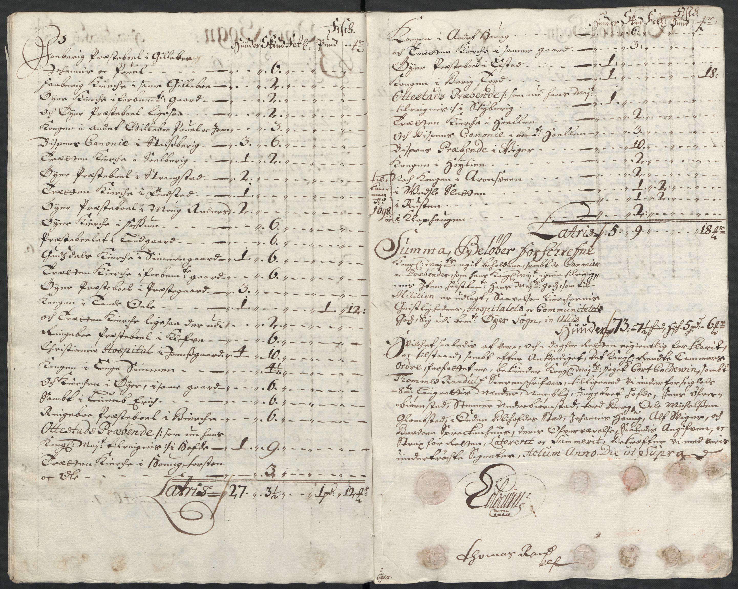 Rentekammeret inntil 1814, Reviderte regnskaper, Fogderegnskap, RA/EA-4092/R17/L1171: Fogderegnskap Gudbrandsdal, 1698, p. 202
