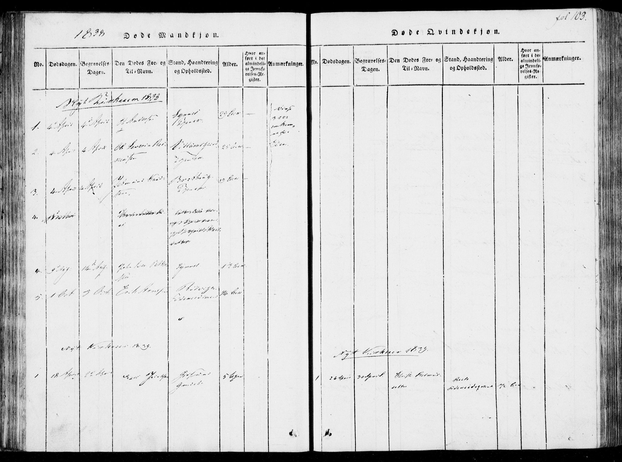 Ministerialprotokoller, klokkerbøker og fødselsregistre - Møre og Romsdal, SAT/A-1454/537/L0517: Parish register (official) no. 537A01, 1818-1862, p. 103