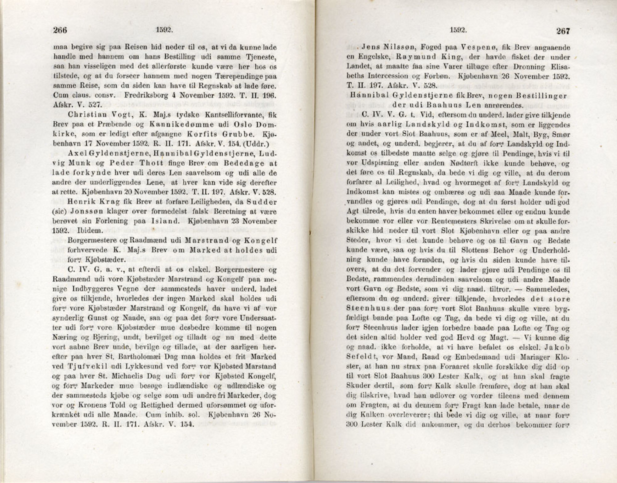 Publikasjoner utgitt av Det Norske Historiske Kildeskriftfond, PUBL/-/-/-: Norske Rigs-Registranter, bind 3, 1588-1602, p. 266-267