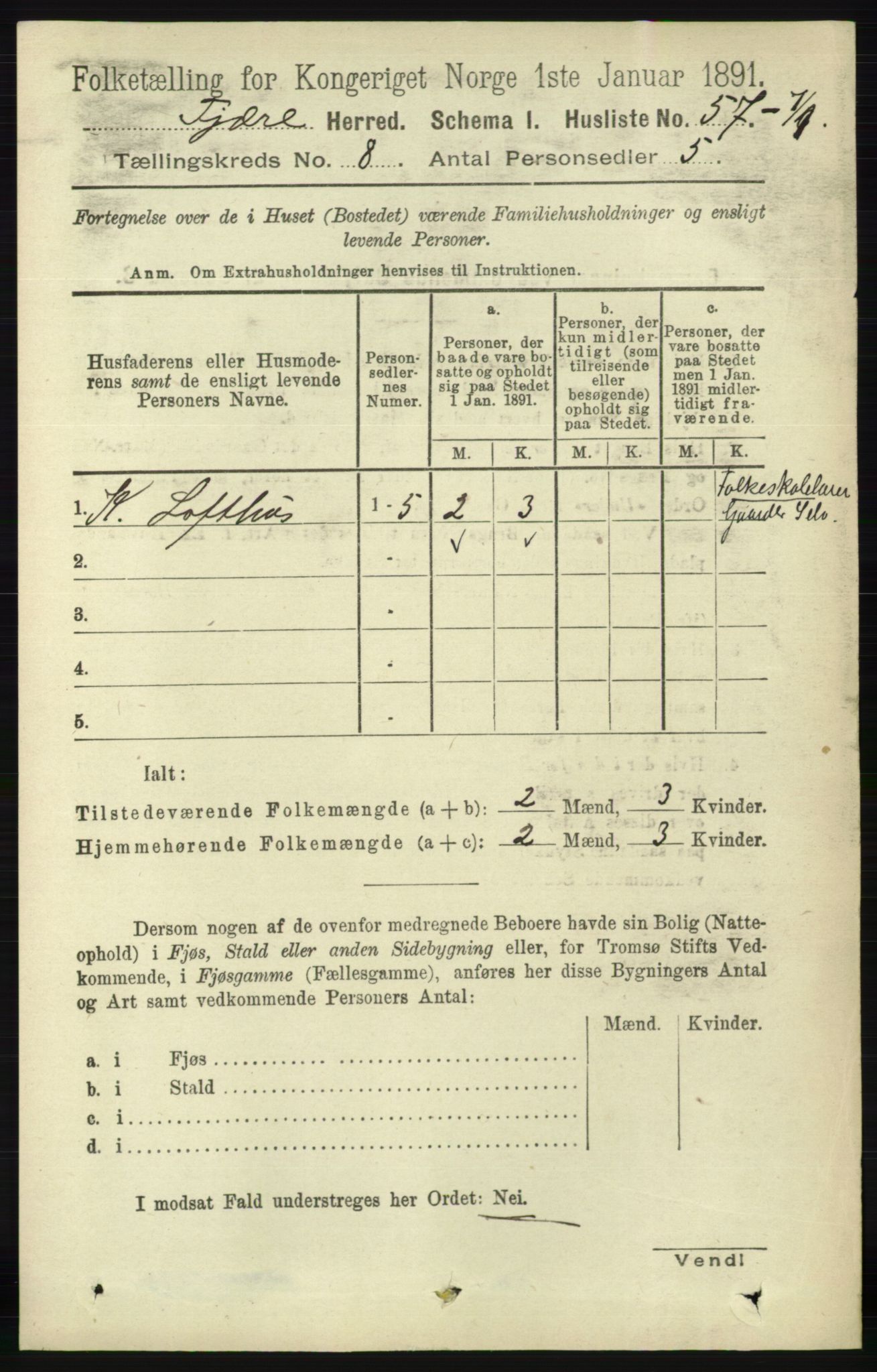 RA, 1891 census for 0923 Fjære, 1891, p. 3735