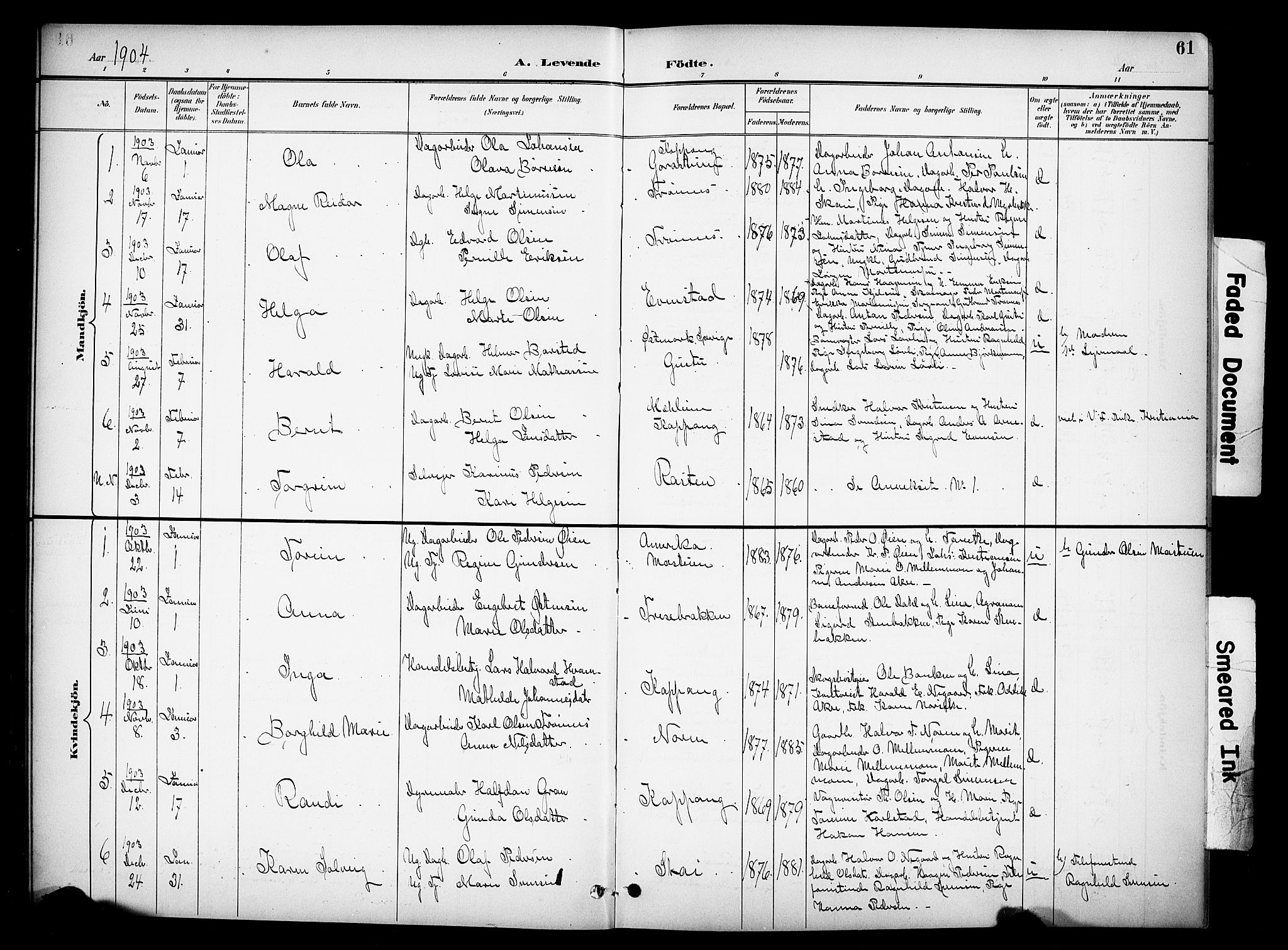Stor-Elvdal prestekontor, SAH/PREST-052/H/Ha/Hab/L0003: Parish register (copy) no. 3, 1895-1917, p. 61
