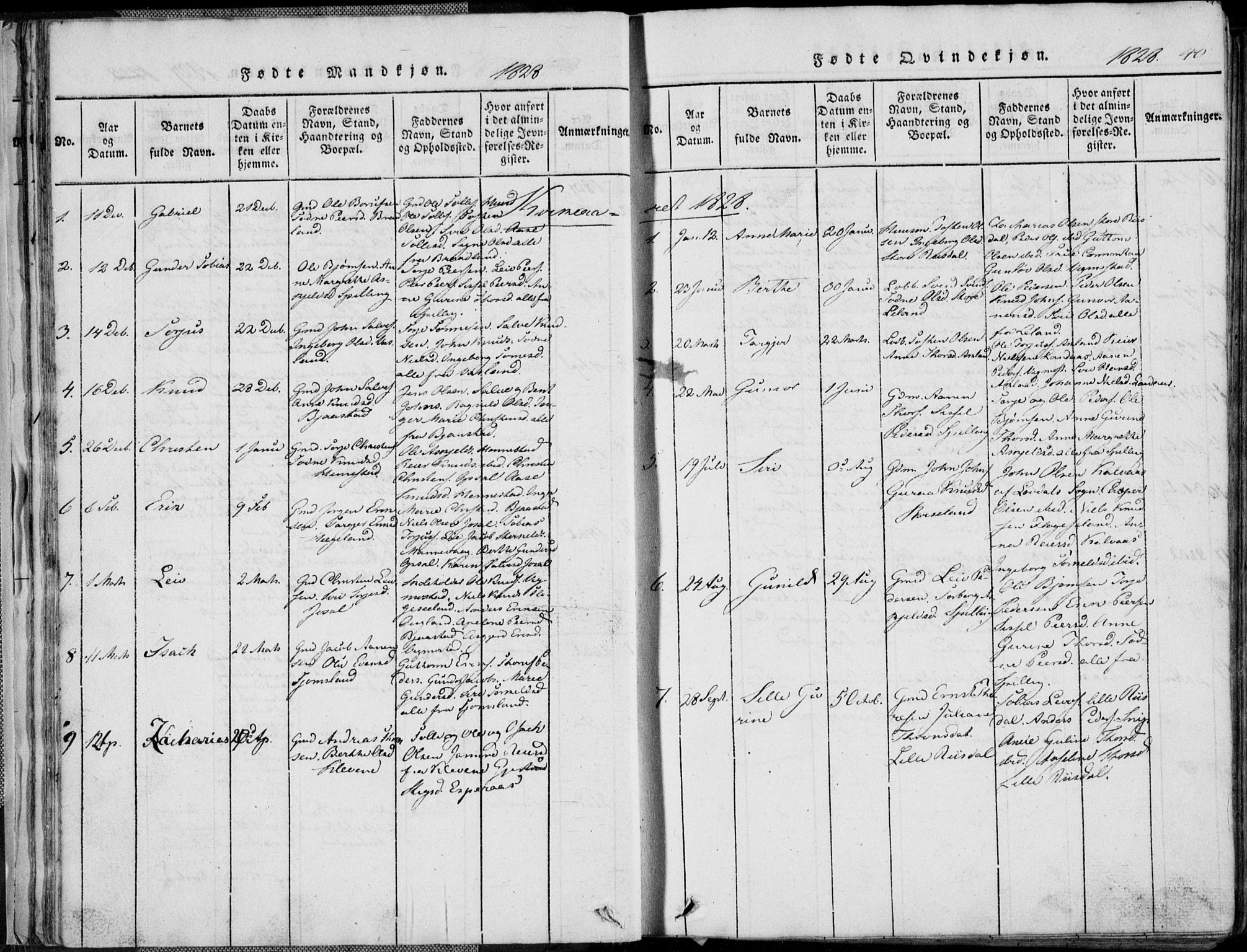 Nord-Audnedal sokneprestkontor, AV/SAK-1111-0032/F/Fb/Fbb/L0001: Parish register (copy) no. B 1, 1816-1858, p. 40