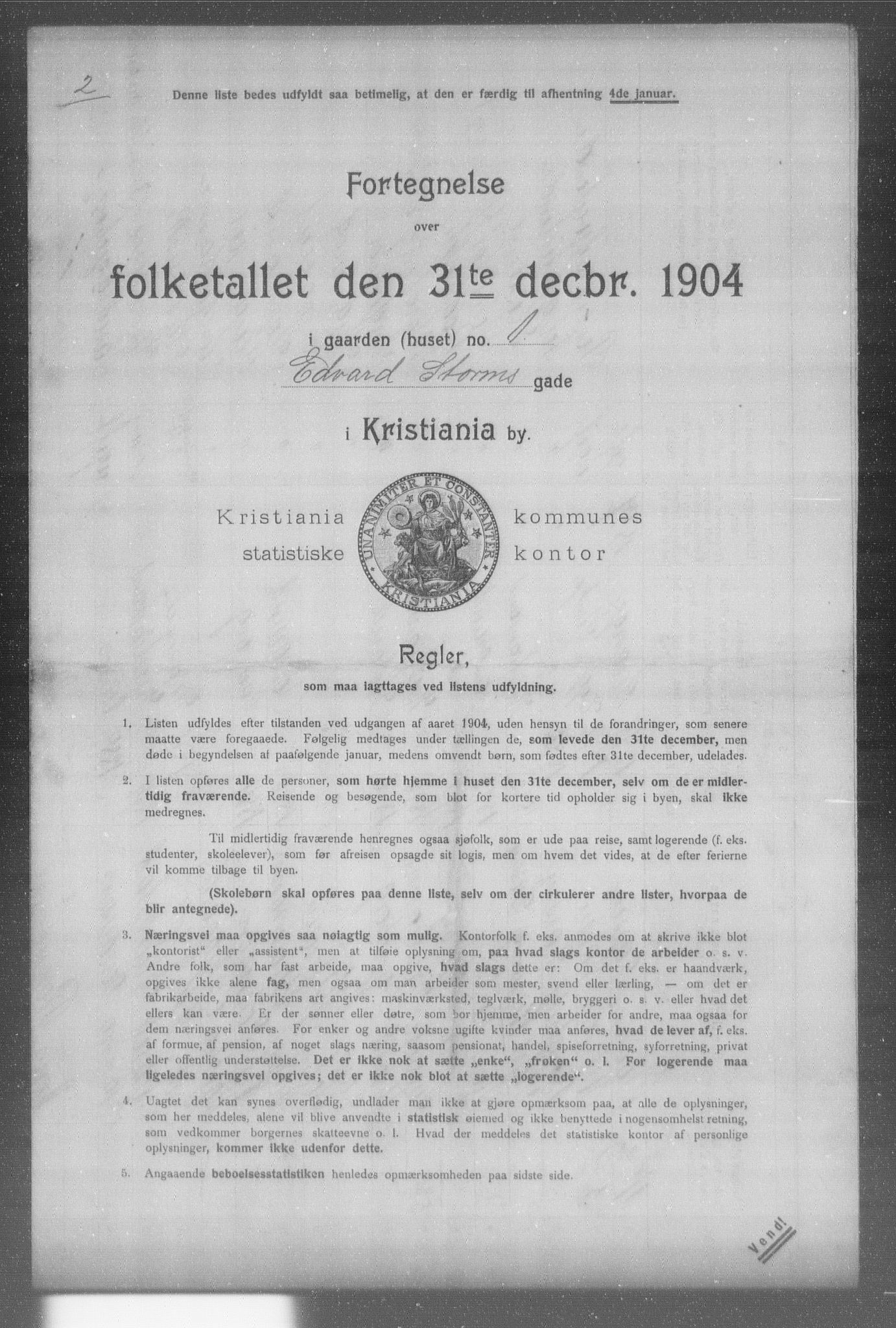 OBA, Municipal Census 1904 for Kristiania, 1904, p. 3776