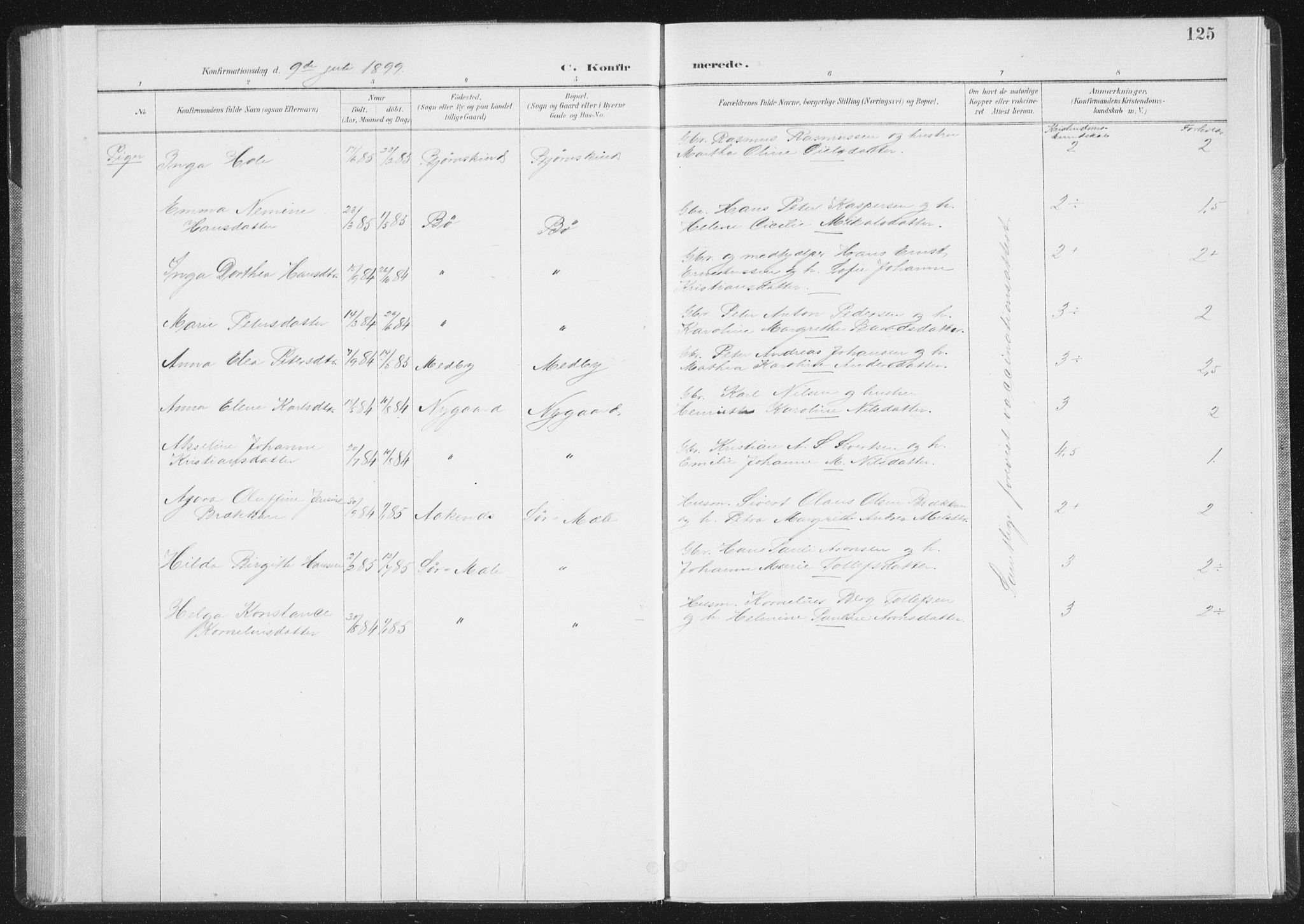 Ministerialprotokoller, klokkerbøker og fødselsregistre - Nordland, SAT/A-1459/898/L1422: Parish register (official) no. 898A02, 1887-1908, p. 125
