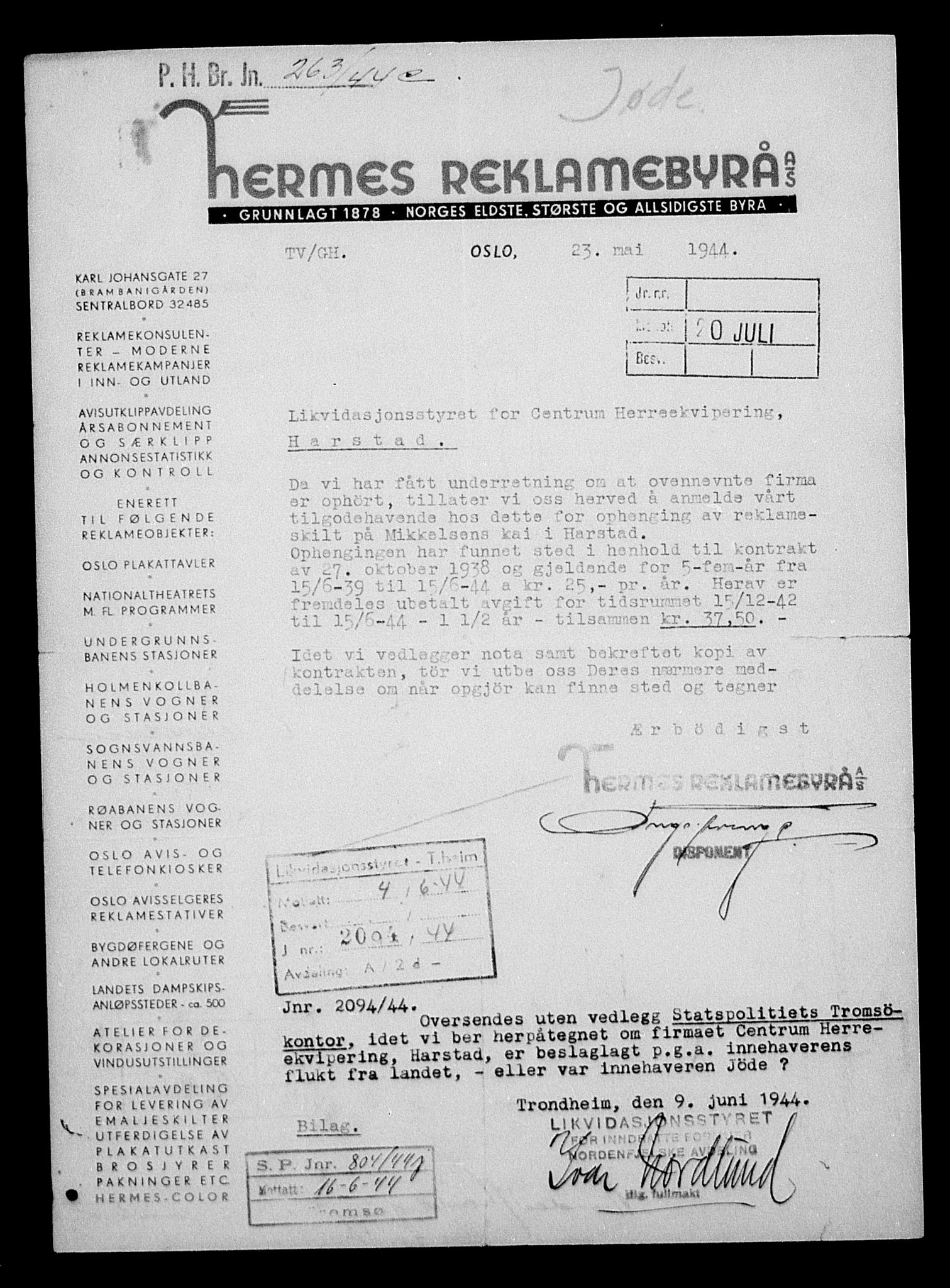 Justisdepartementet, Tilbakeføringskontoret for inndratte formuer, AV/RA-S-1564/H/Hc/Hcb/L0911: --, 1945-1947, p. 573