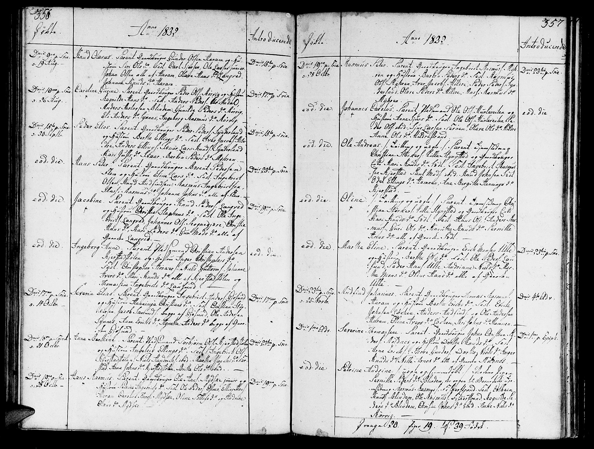 Ministerialprotokoller, klokkerbøker og fødselsregistre - Møre og Romsdal, SAT/A-1454/536/L0494: Parish register (official) no. 536A03, 1803-1836, p. 356-357