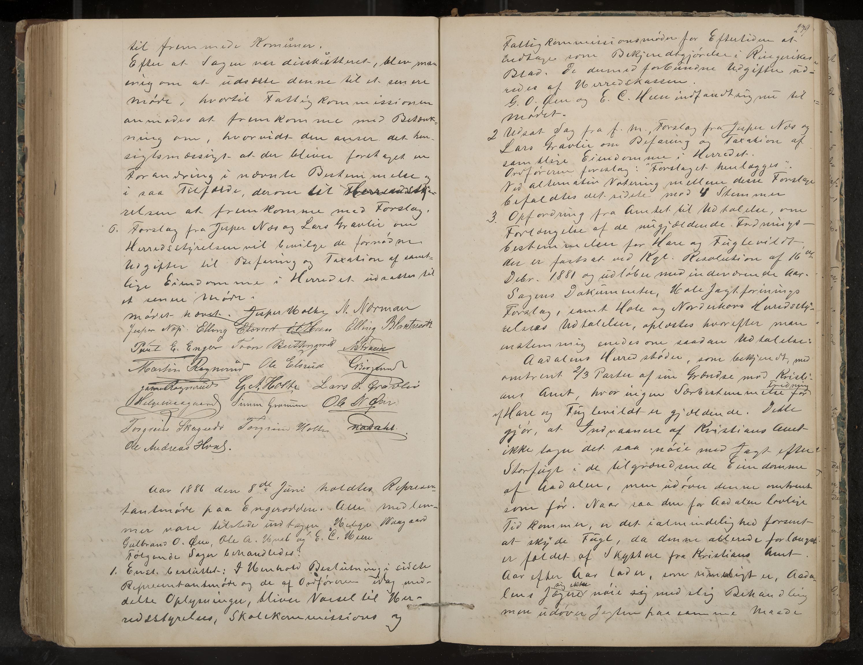 Ådal formannskap og sentraladministrasjon, IKAK/0614021/A/Aa/L0001: Møtebok, 1858-1891, p. 239