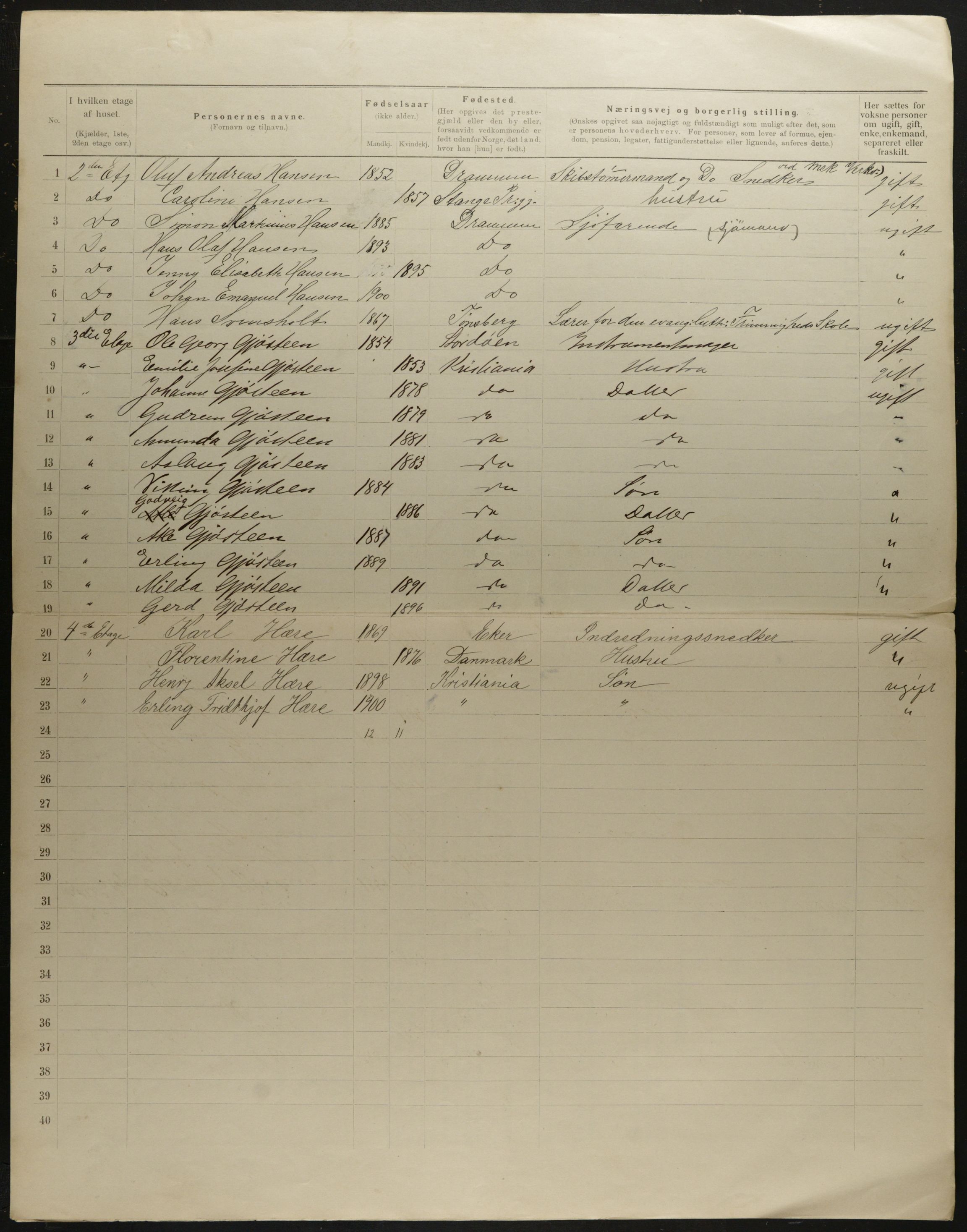 OBA, Municipal Census 1901 for Kristiania, 1901, p. 8697