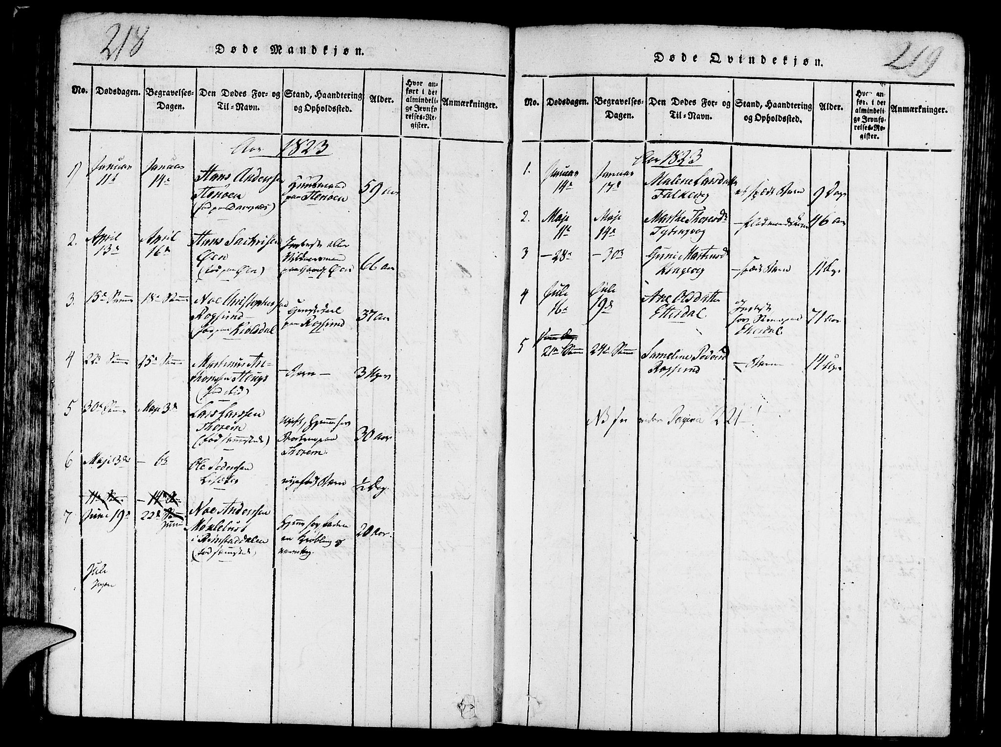 Davik sokneprestembete, AV/SAB-A-79701/H/Haa/Haaa/L0003: Parish register (official) no. A 3, 1816-1830, p. 218-219