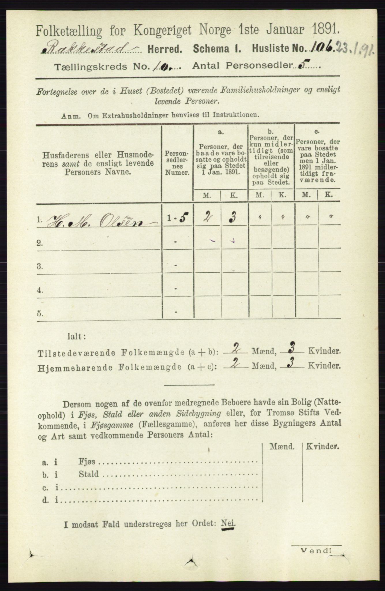 RA, 1891 census for 0128 Rakkestad, 1891, p. 4432