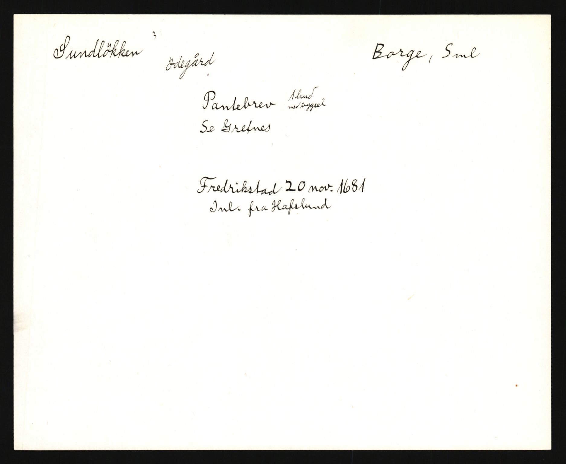 Riksarkivets diplomsamling, AV/RA-EA-5965/F35/F35e/L0003: Registreringssedler Østfold 3, 1300-1900, p. 63