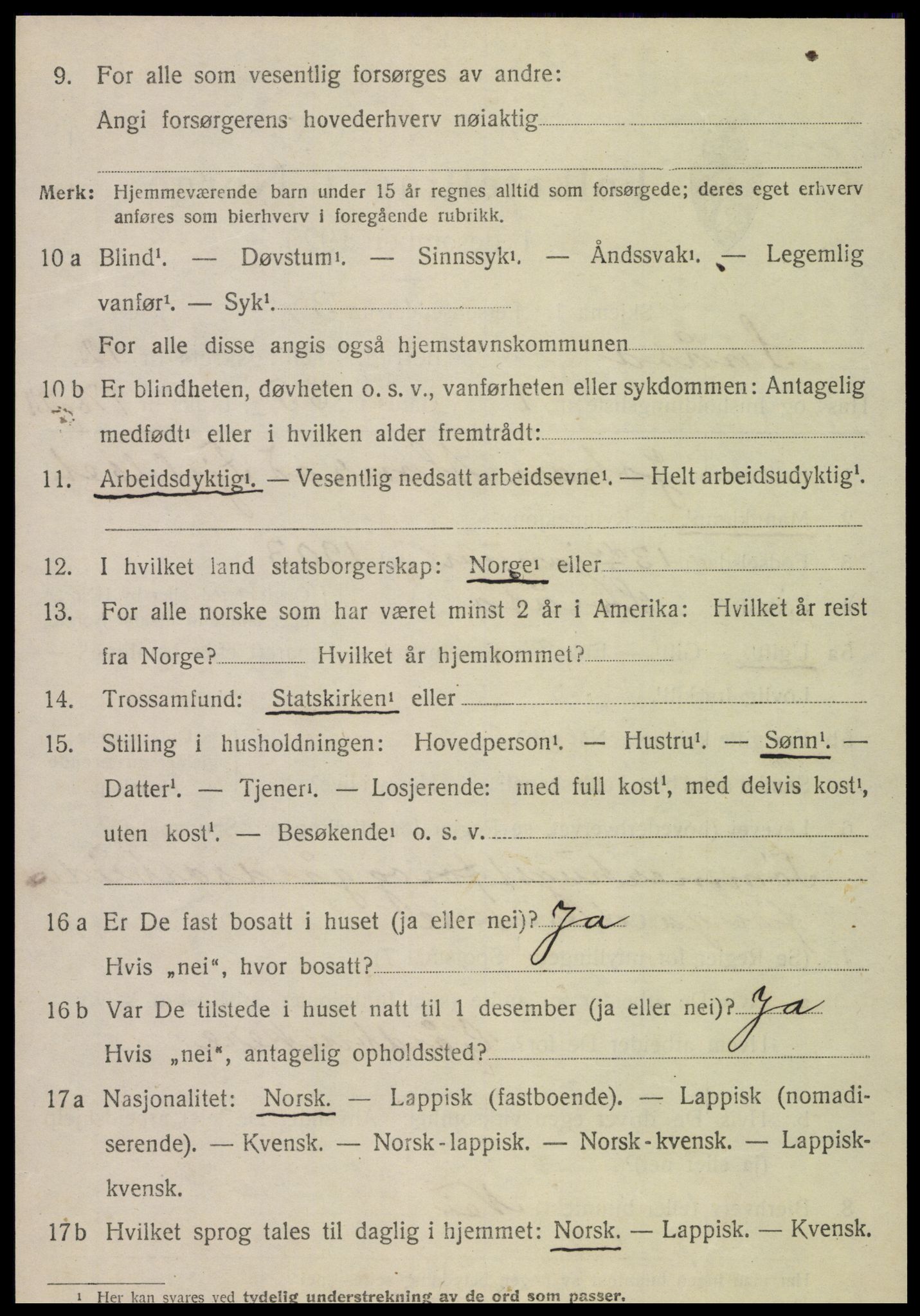 SAT, 1920 census for Snåsa, 1920, p. 5197