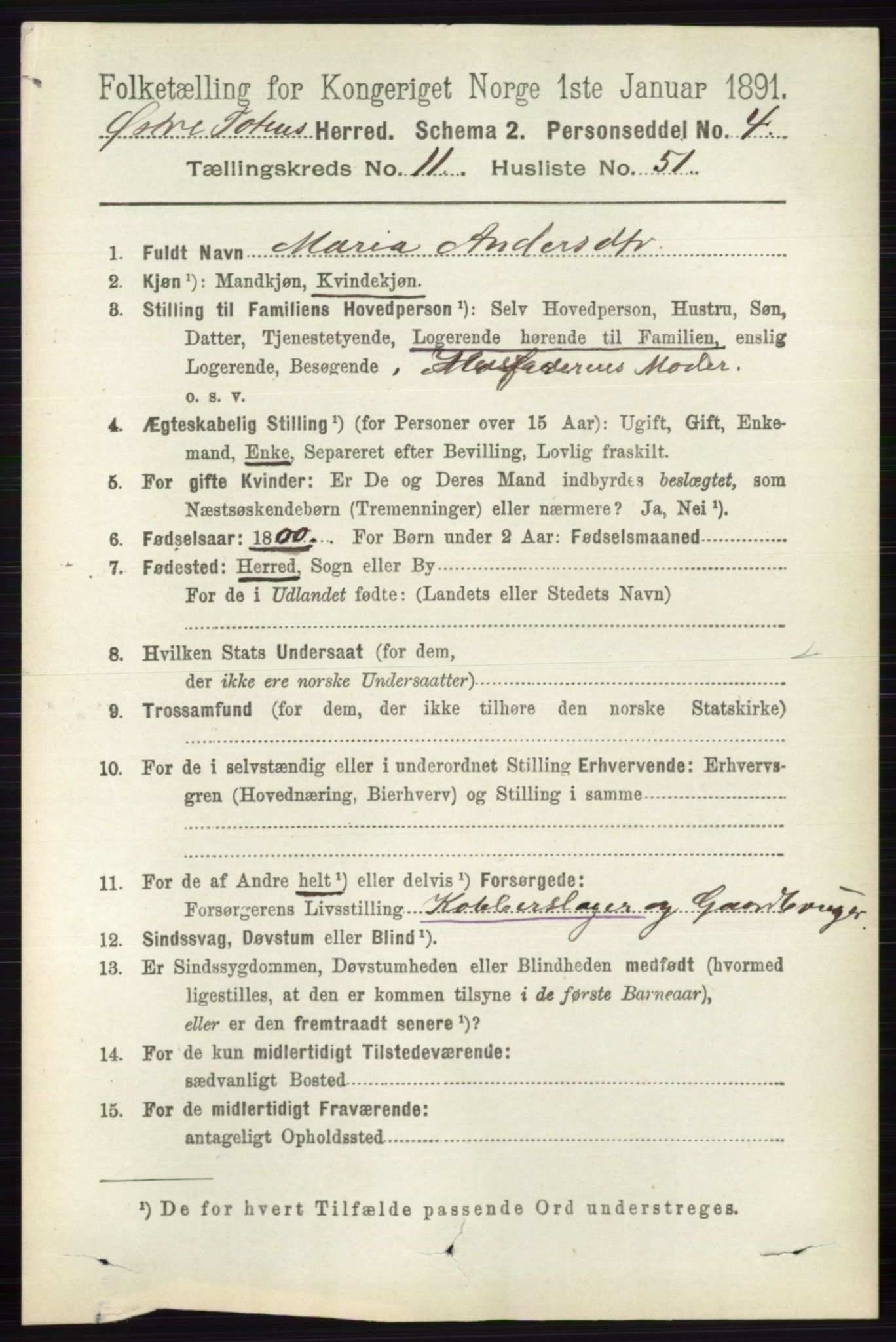 RA, 1891 census for 0528 Østre Toten, 1891, p. 7242