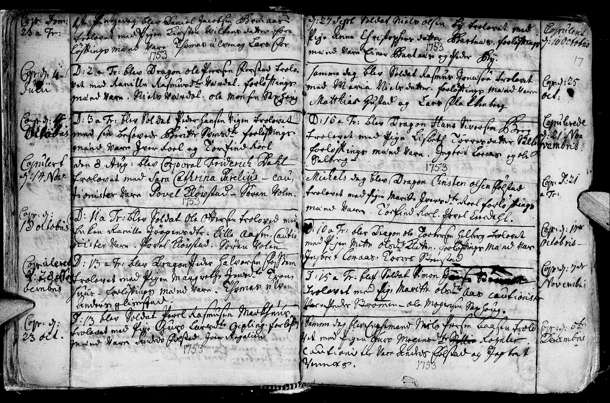 Ministerialprotokoller, klokkerbøker og fødselsregistre - Nord-Trøndelag, SAT/A-1458/730/L0272: Parish register (official) no. 730A01, 1733-1764, p. 17