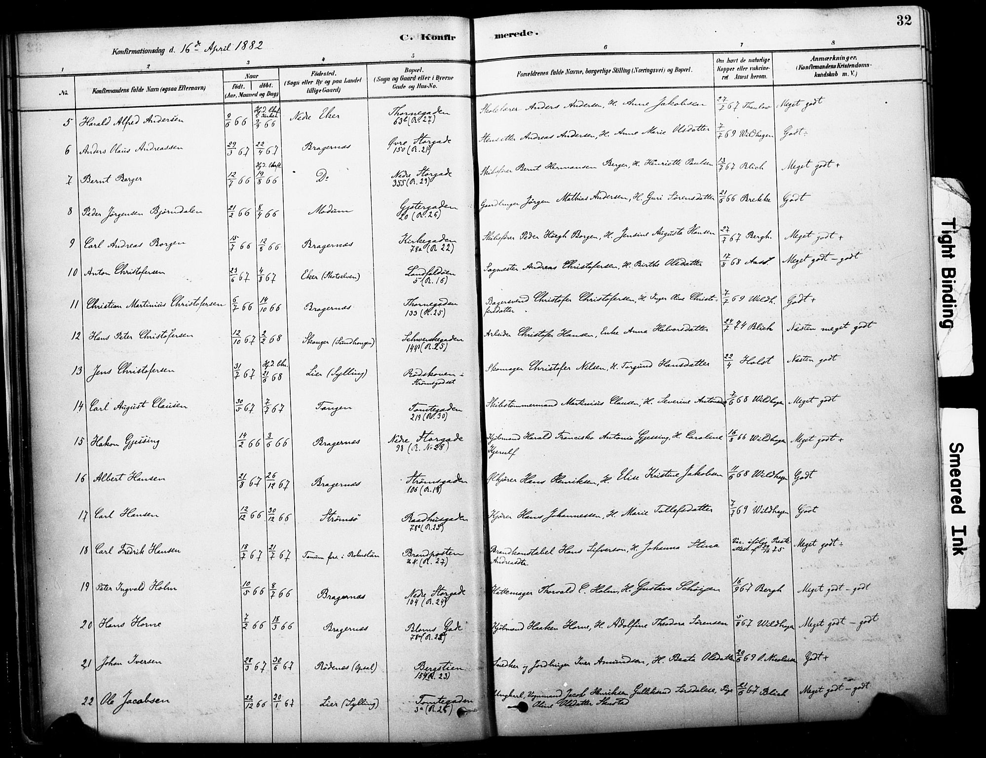 Bragernes kirkebøker, AV/SAKO-A-6/F/Fc/L0005: Parish register (official) no. III 5, 1878-1890, p. 32