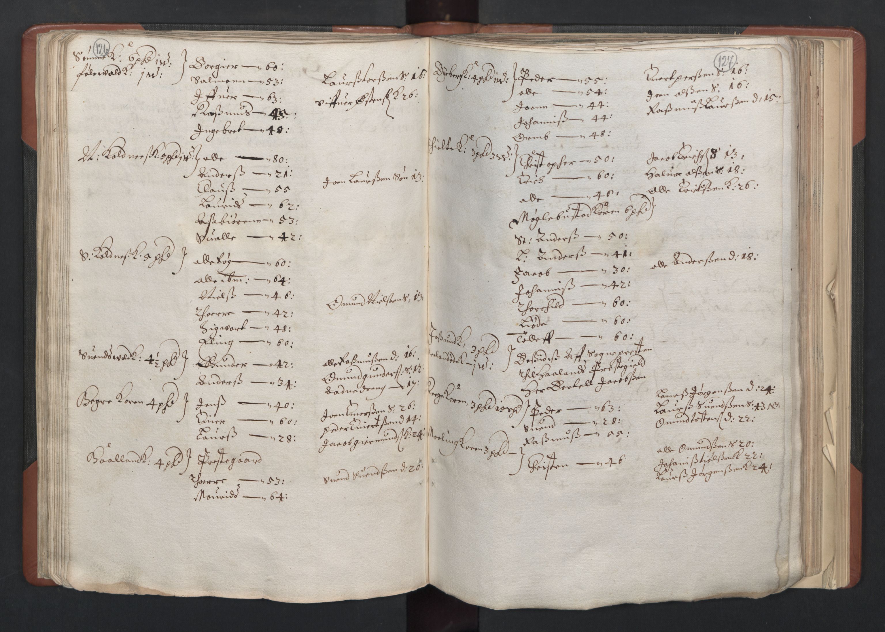 RA, Bailiff's Census 1664-1666, no. 11: Jæren and Dalane fogderi, 1664, p. 126-127