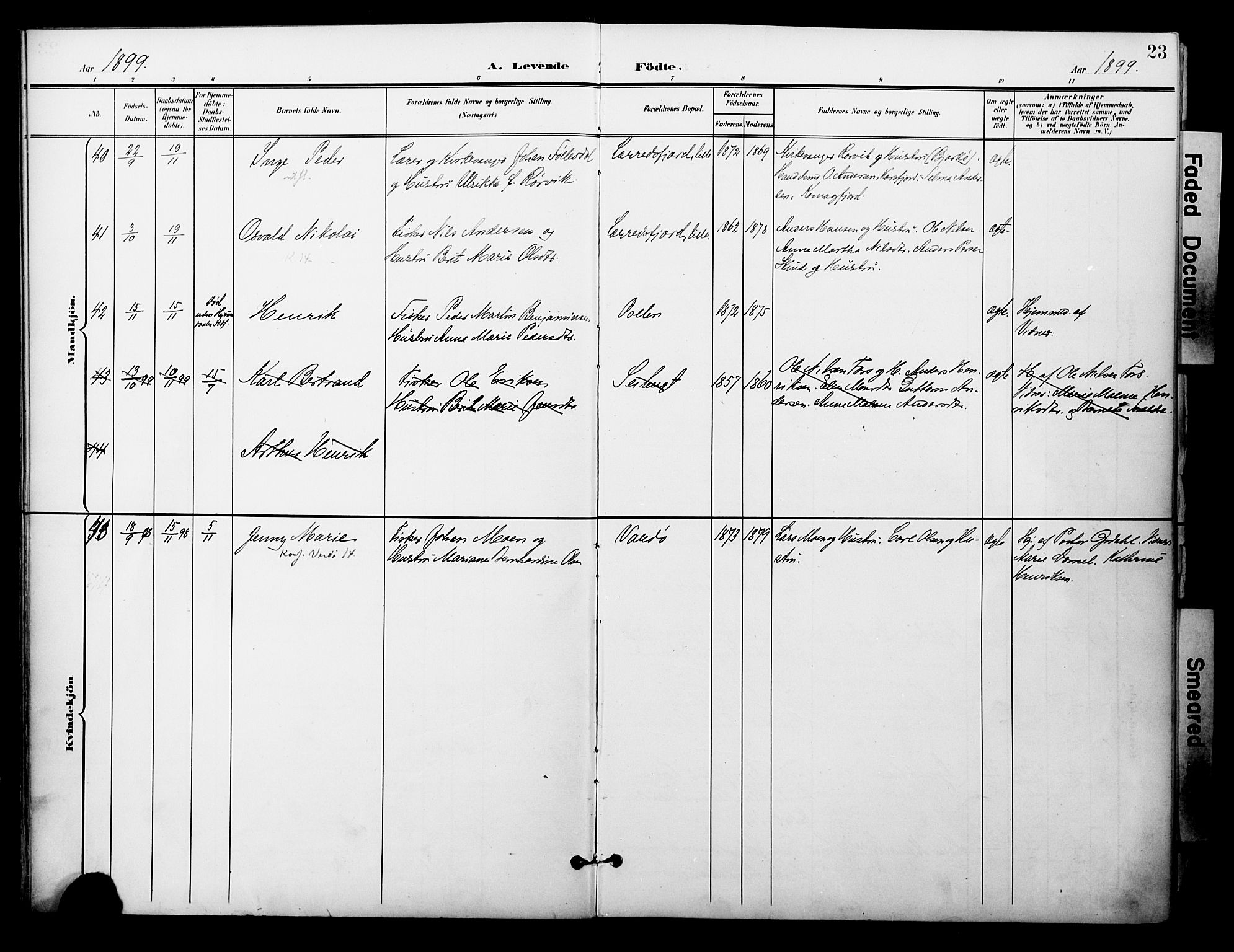 Talvik sokneprestkontor, SATØ/S-1337/H/Ha/L0014kirke: Parish register (official) no. 14, 1897-1905, p. 23