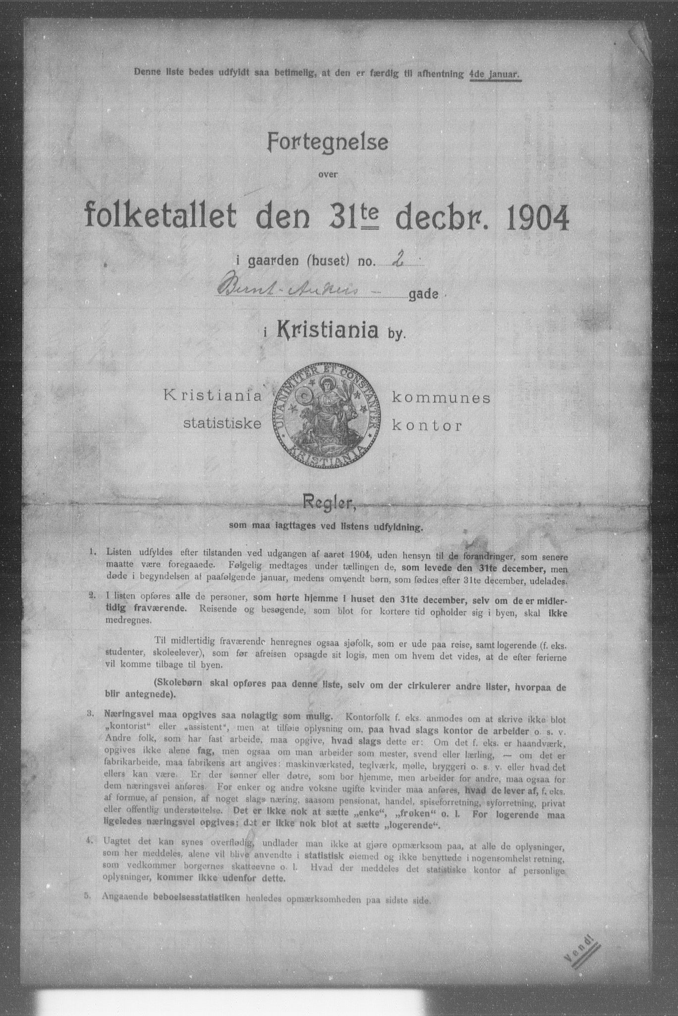 OBA, Municipal Census 1904 for Kristiania, 1904, p. 1029