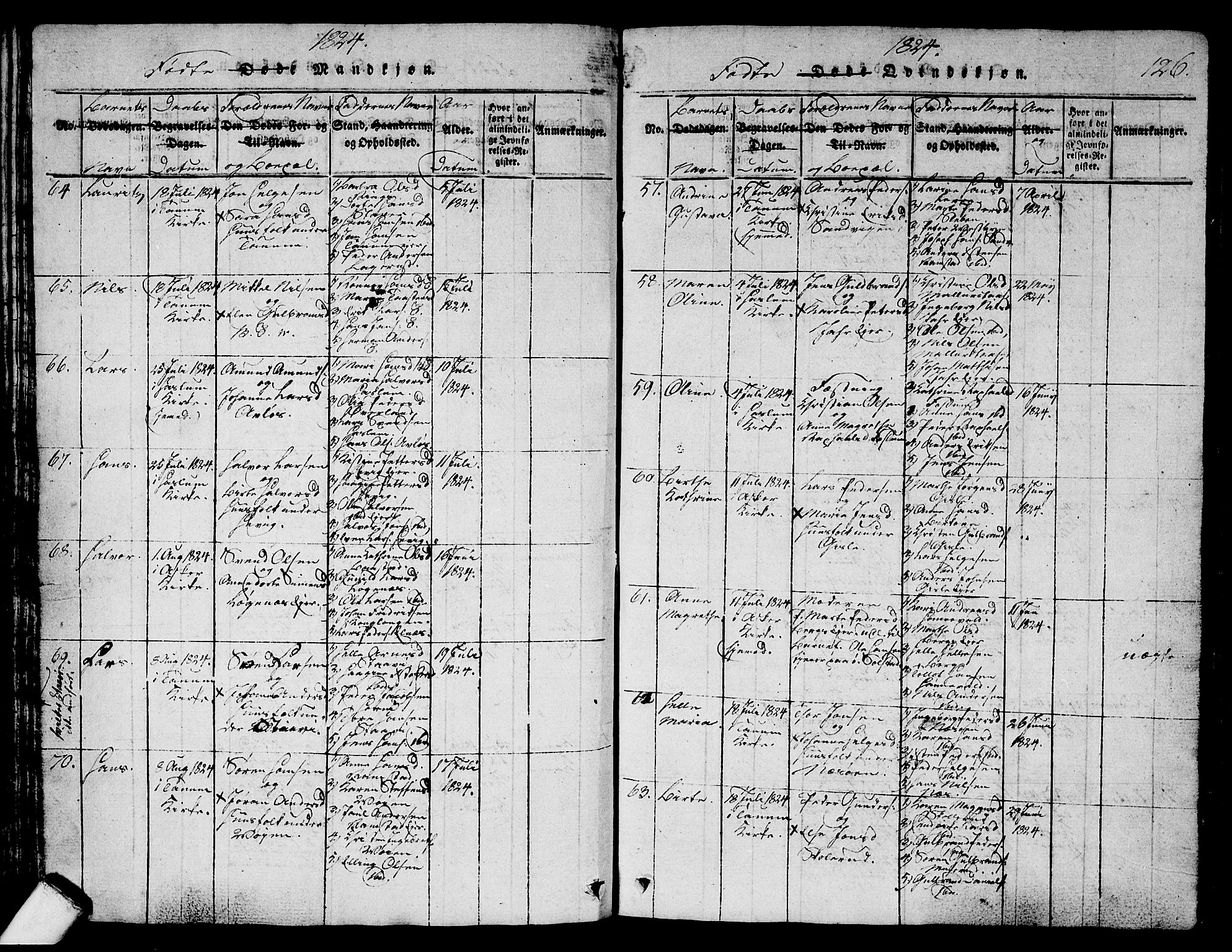 Asker prestekontor Kirkebøker, SAO/A-10256a/G/Ga/L0001: Parish register (copy) no. I 1, 1814-1830, p. 126