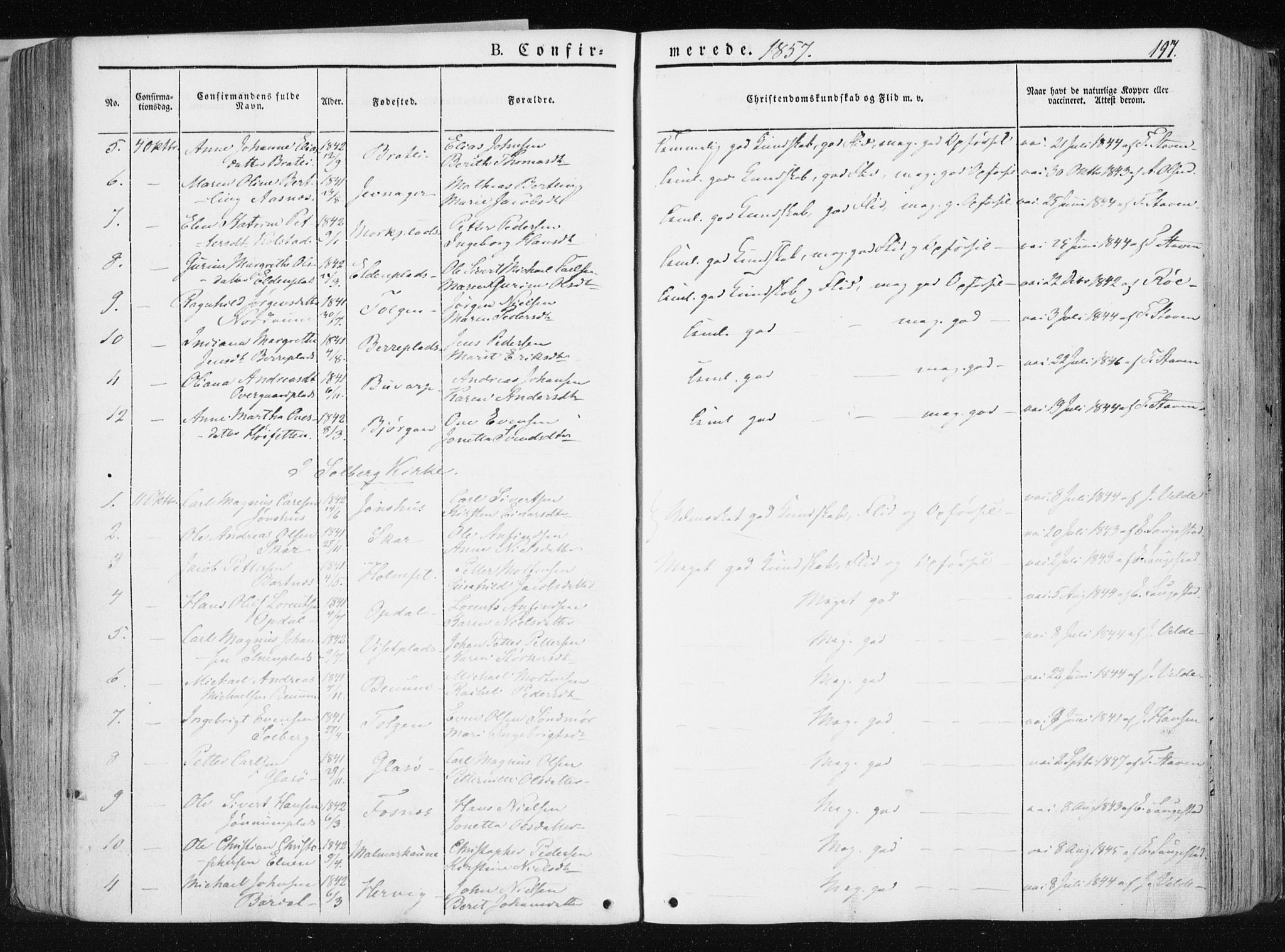 Ministerialprotokoller, klokkerbøker og fødselsregistre - Nord-Trøndelag, SAT/A-1458/741/L0393: Parish register (official) no. 741A07, 1849-1863, p. 197