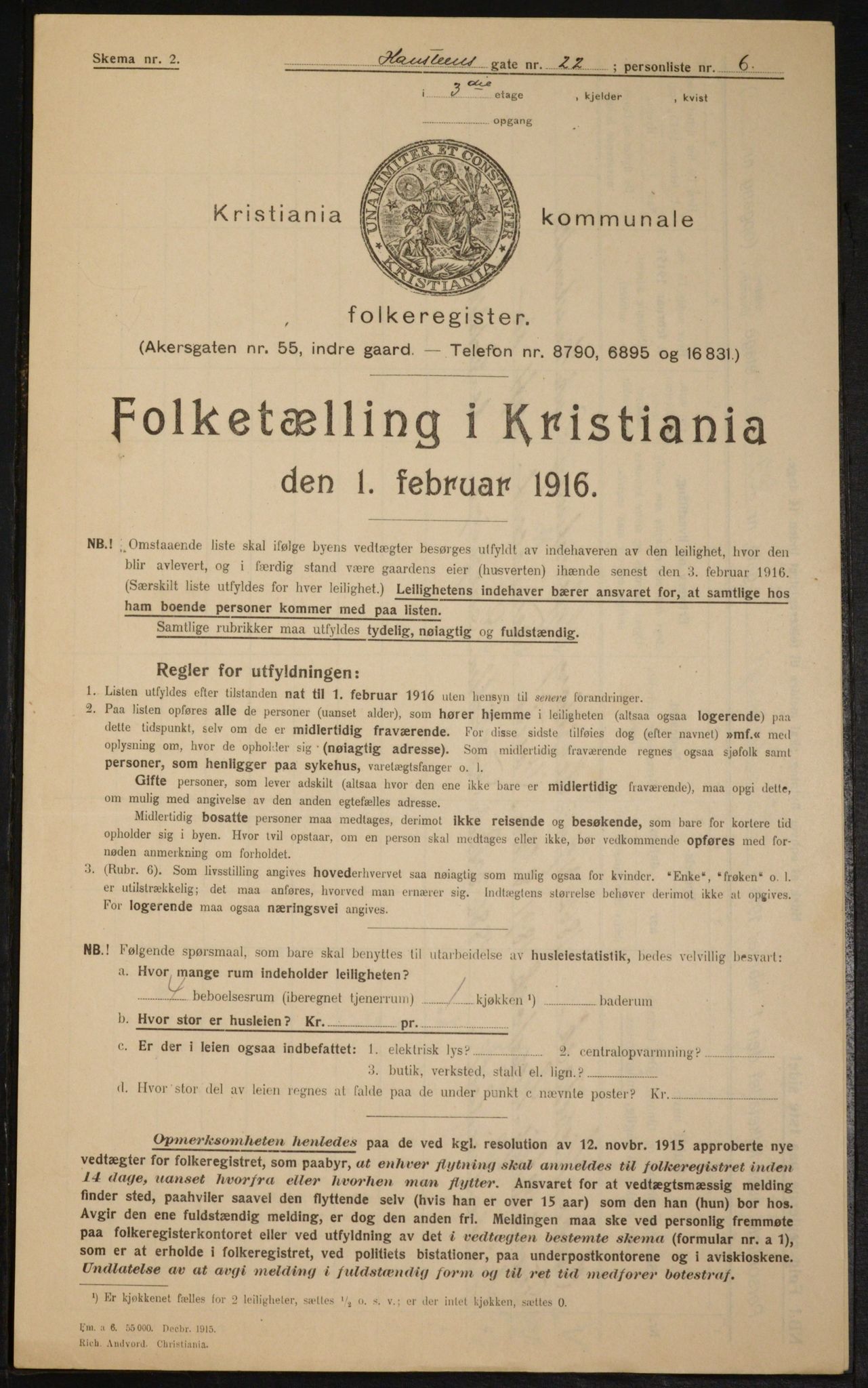 OBA, Municipal Census 1916 for Kristiania, 1916, p. 35618