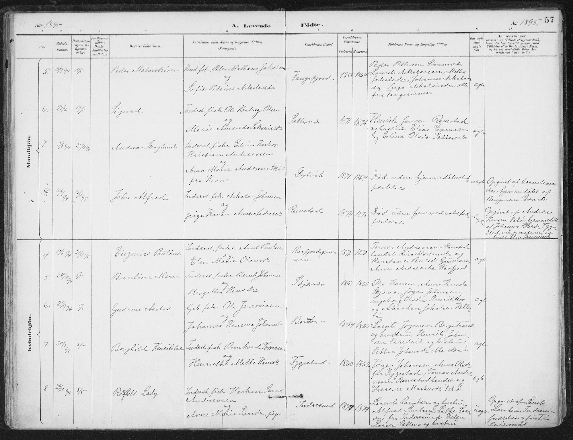Ministerialprotokoller, klokkerbøker og fødselsregistre - Nord-Trøndelag, SAT/A-1458/786/L0687: Parish register (official) no. 786A03, 1888-1898, p. 57