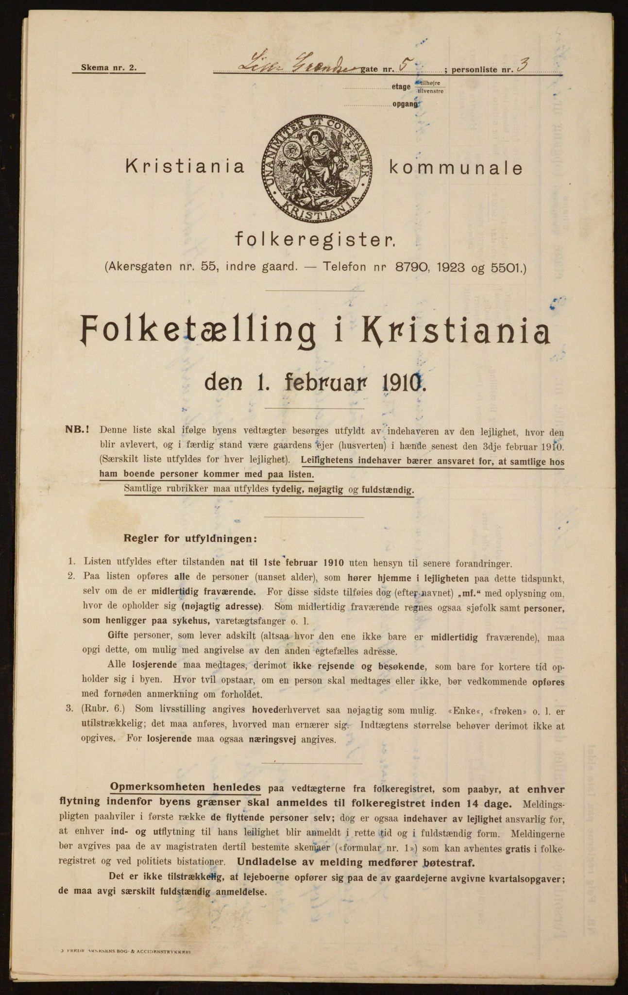 OBA, Municipal Census 1910 for Kristiania, 1910, p. 55568