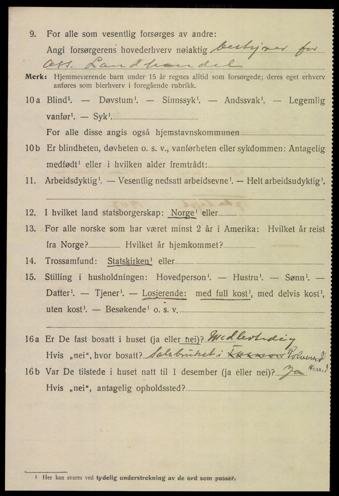 SAT, 1920 census for Namsos, 1920, p. 2026