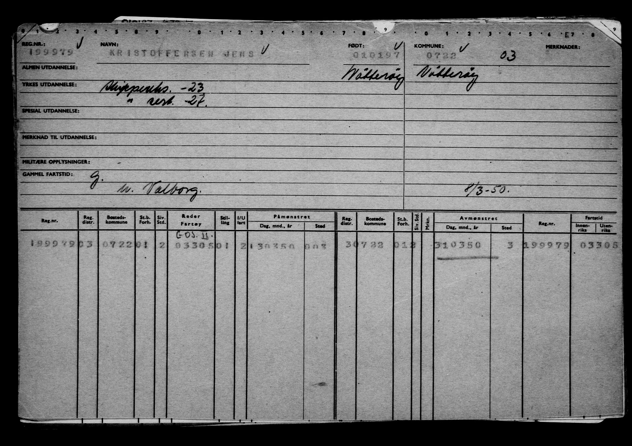 Direktoratet for sjømenn, AV/RA-S-3545/G/Gb/L0024: Hovedkort, 1897, p. 1