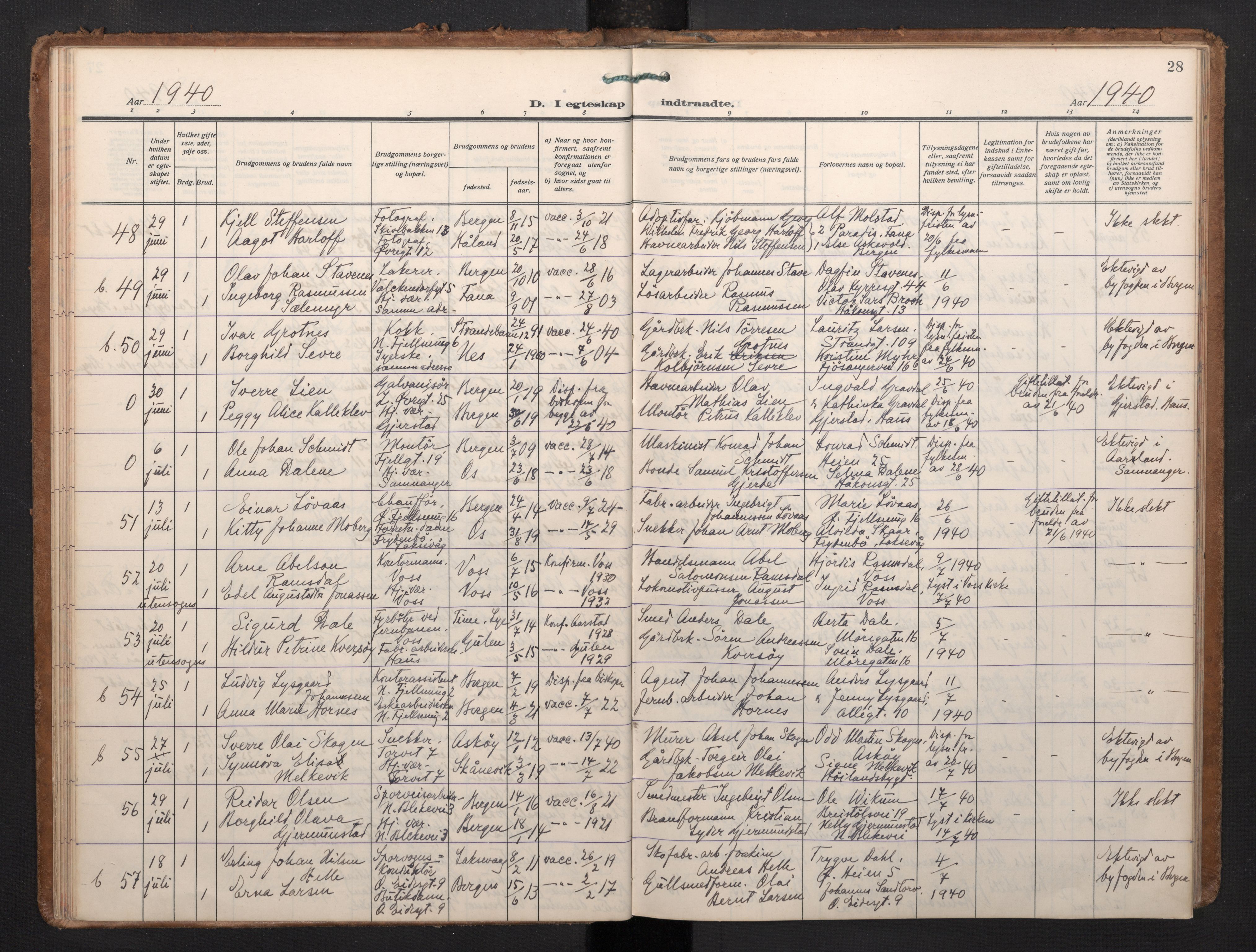 Korskirken sokneprestembete, AV/SAB-A-76101/H/Haa/L0040: Parish register (official) no. D 7, 1938-1952, p. 27b-28a