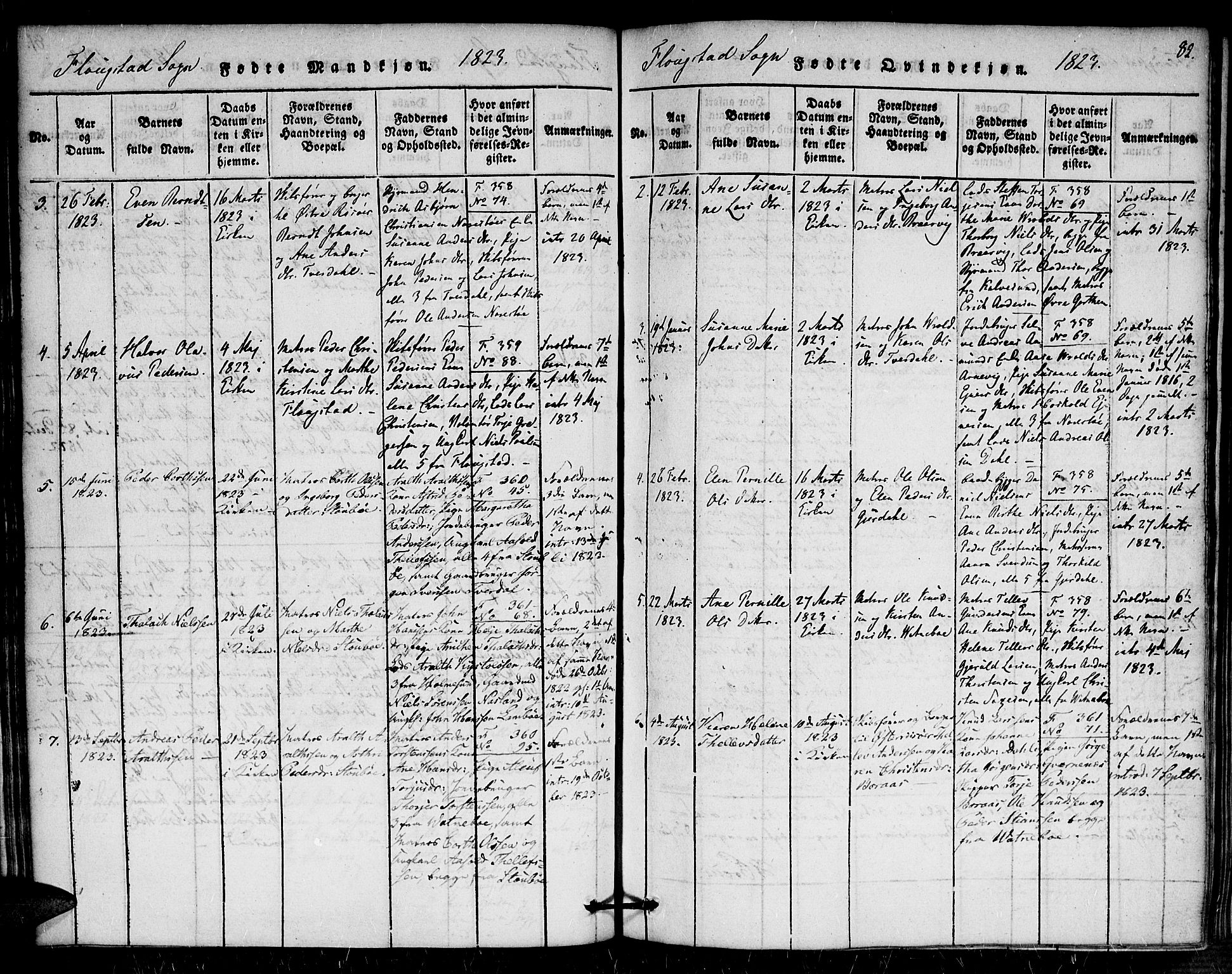 Dypvåg sokneprestkontor, AV/SAK-1111-0007/F/Fa/Faa/L0003: Parish register (official) no. A 3 /2, 1817-1824, p. 82