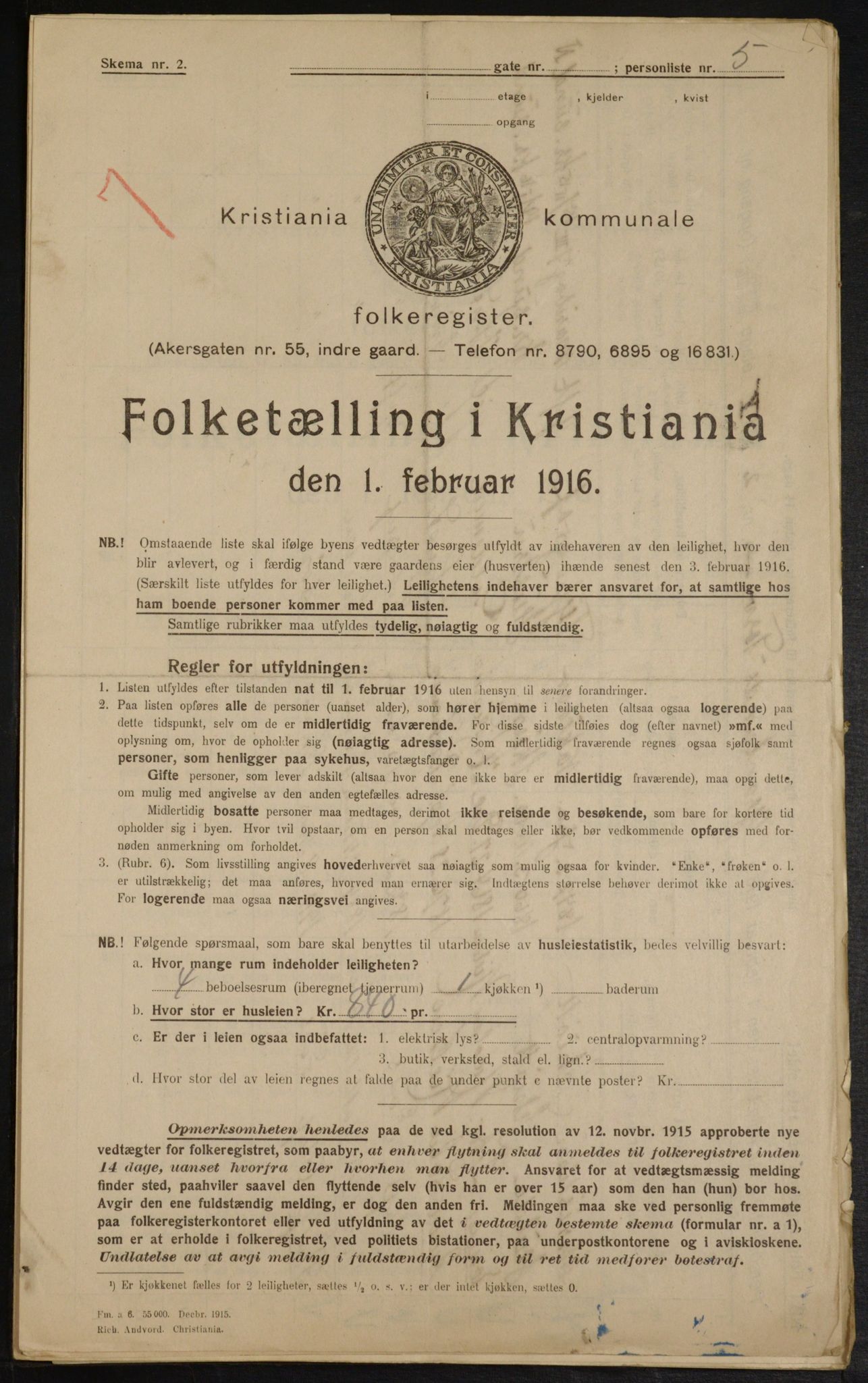 OBA, Municipal Census 1916 for Kristiania, 1916, p. 31682