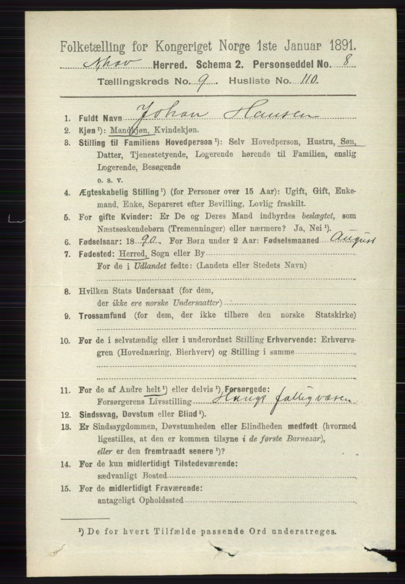 RA, 1891 census for 0613 Norderhov, 1891, p. 7420