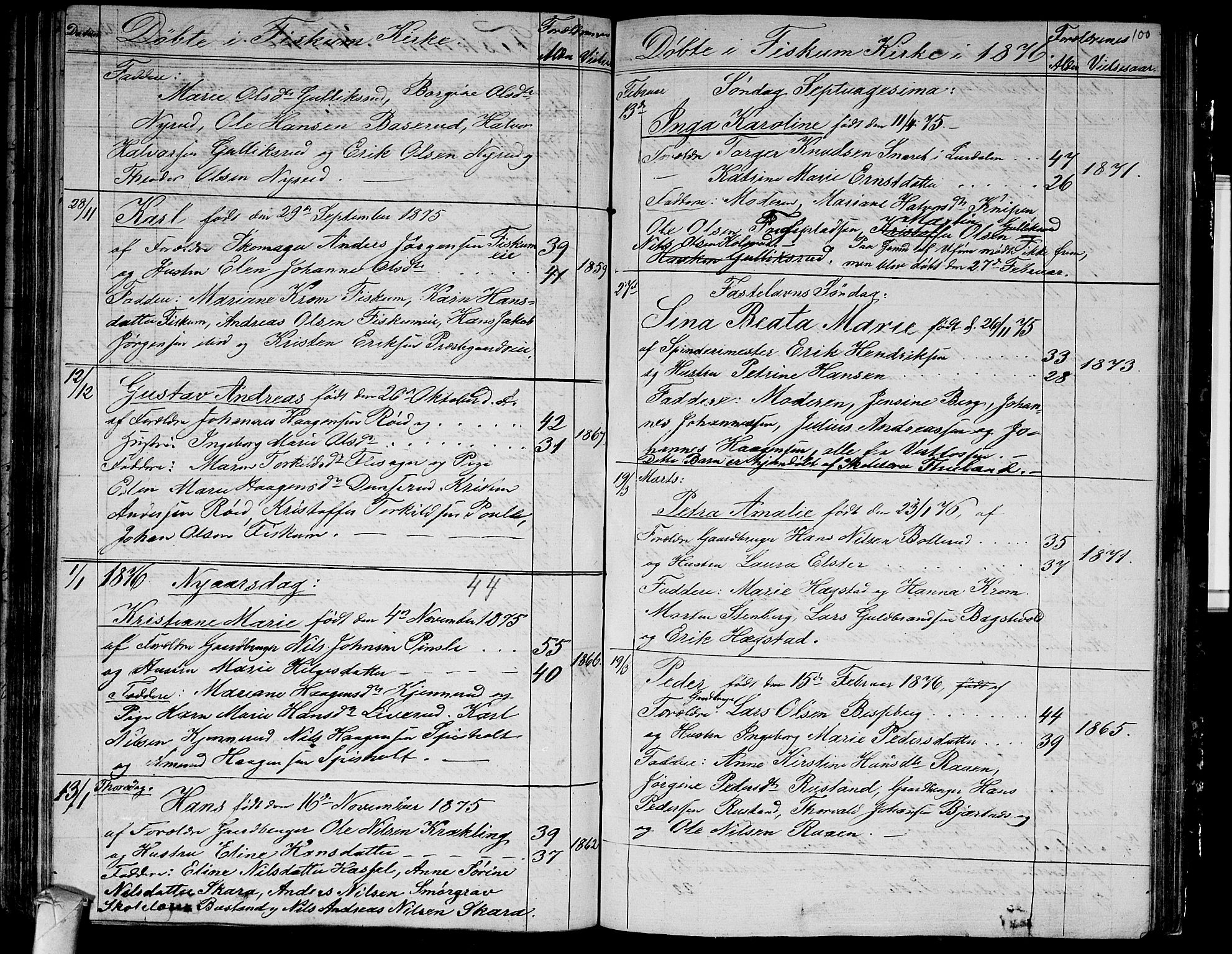 Fiskum kirkebøker, SAKO/A-15/G/Ga/L0003: Parish register (copy) no. 3, 1851-1878, p. 100