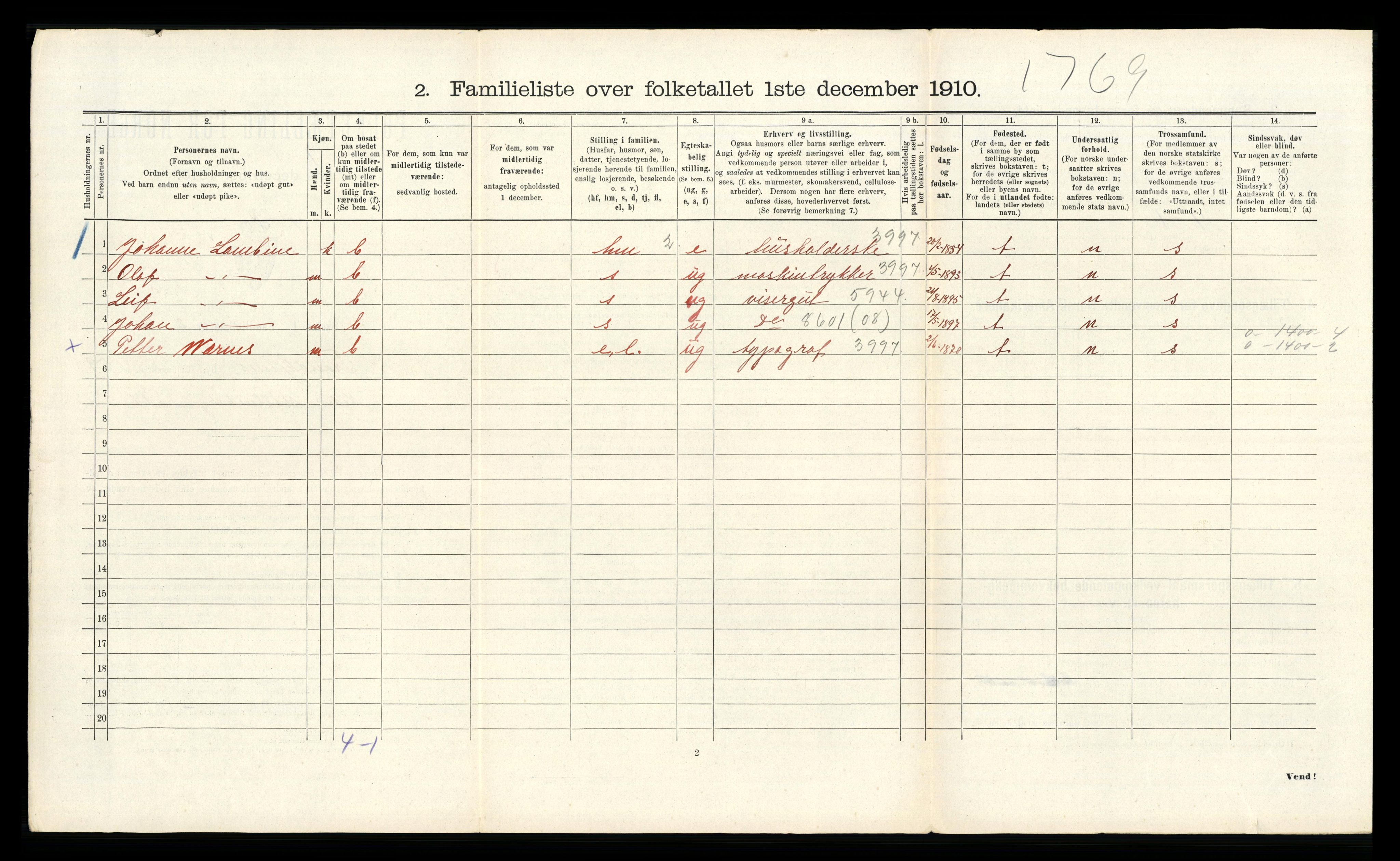 RA, 1910 census for Trondheim, 1910, p. 15688