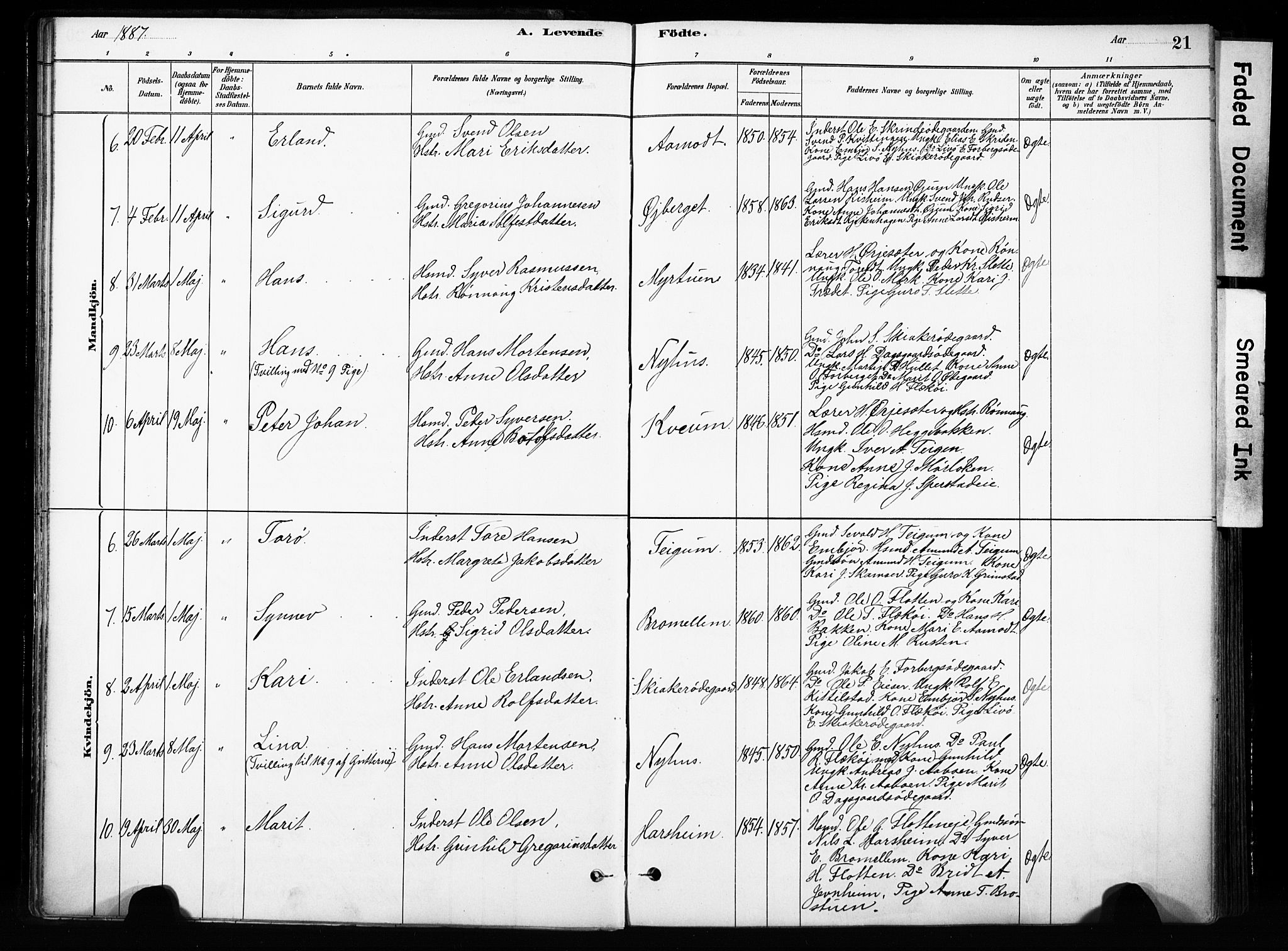 Skjåk prestekontor, SAH/PREST-072/H/Ha/Haa/L0004: Parish register (official) no. 4, 1880-1904, p. 21