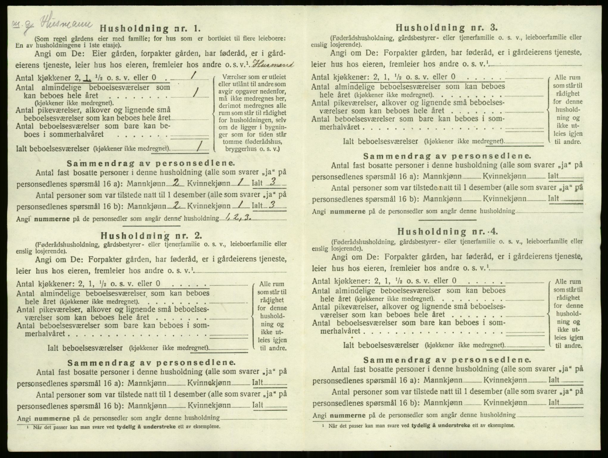 SAO, 1920 census for Feiring, 1920, p. 20