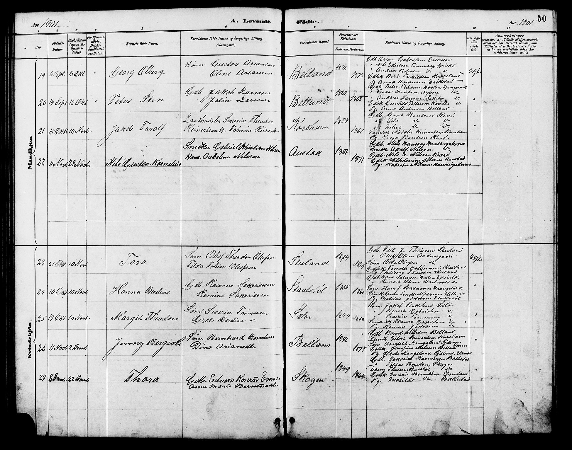 Lyngdal sokneprestkontor, AV/SAK-1111-0029/F/Fb/Fba/L0003: Parish register (copy) no. B 3, 1886-1903, p. 50