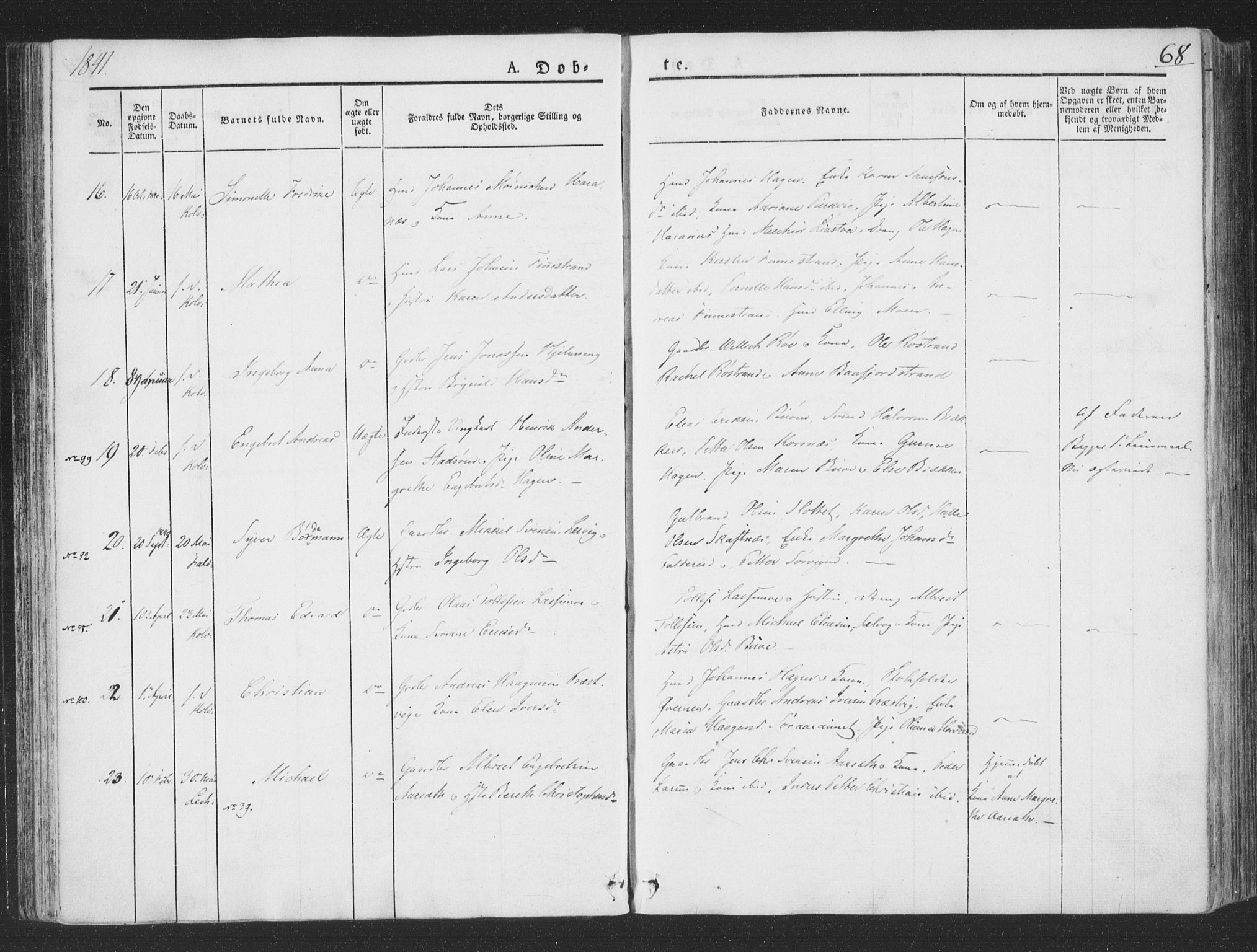 Ministerialprotokoller, klokkerbøker og fødselsregistre - Nord-Trøndelag, AV/SAT-A-1458/780/L0639: Parish register (official) no. 780A04, 1830-1844, p. 68