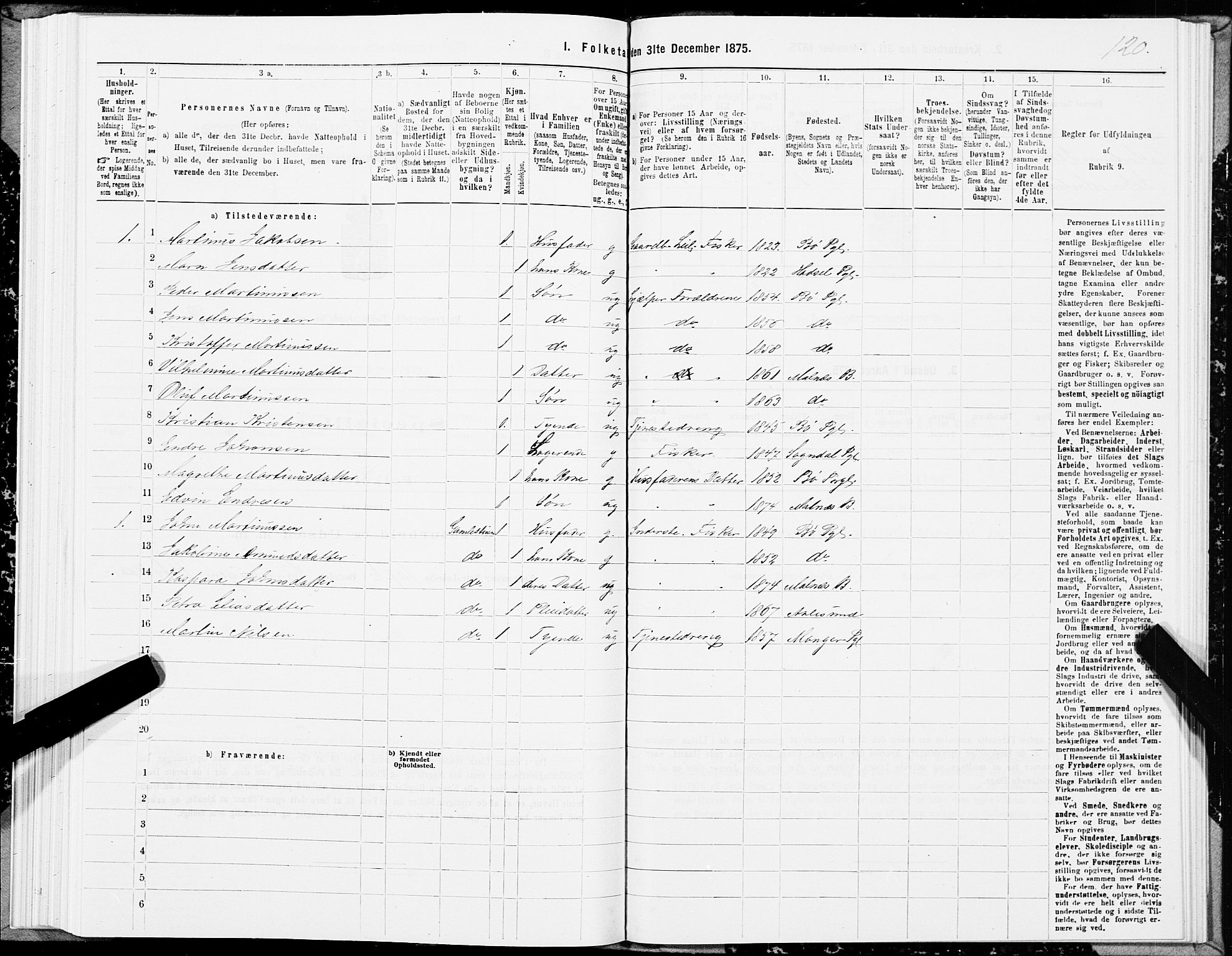 SAT, 1875 census for 1867P Bø, 1875, p. 3120