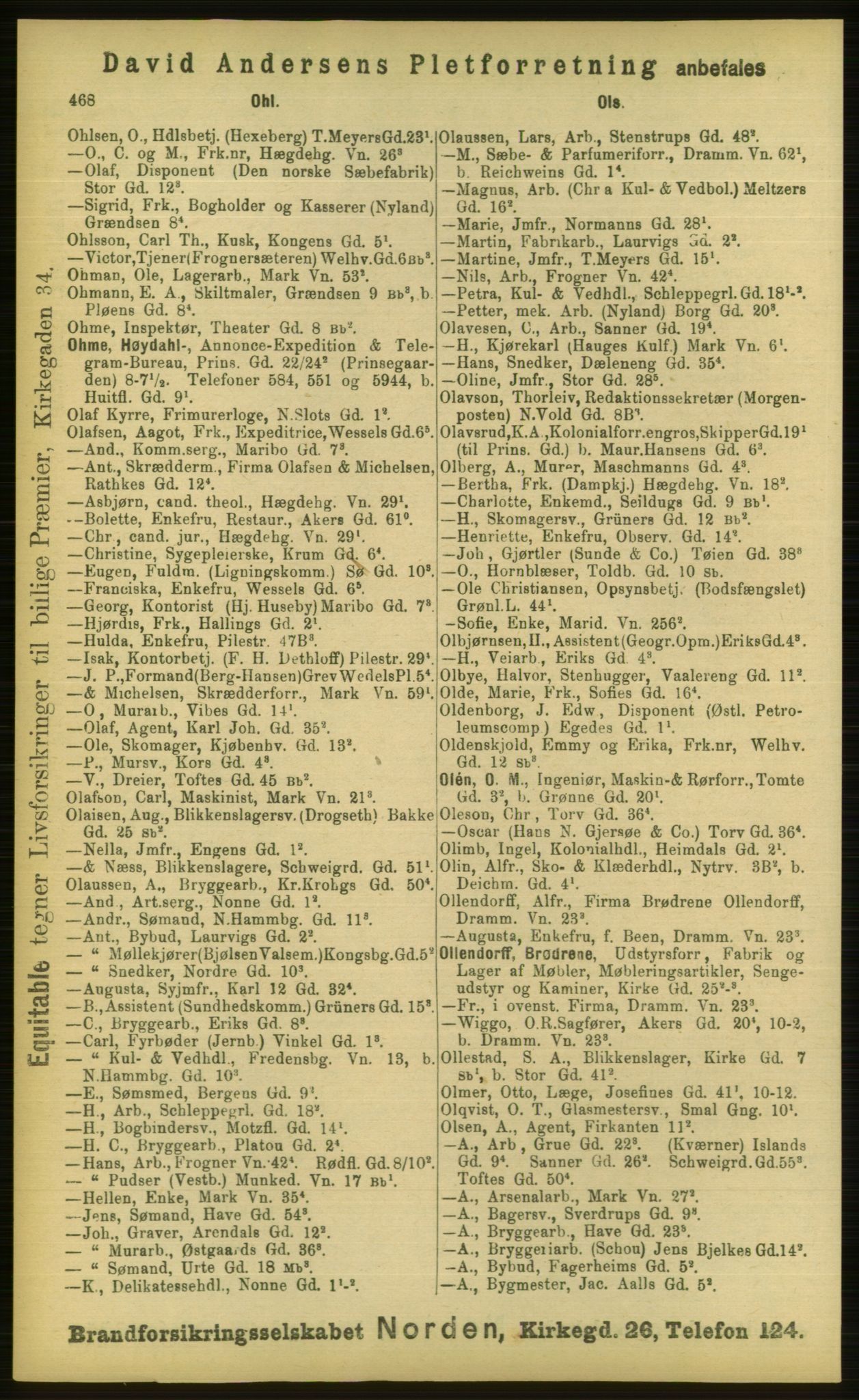 Kristiania/Oslo adressebok, PUBL/-, 1898, p. 468