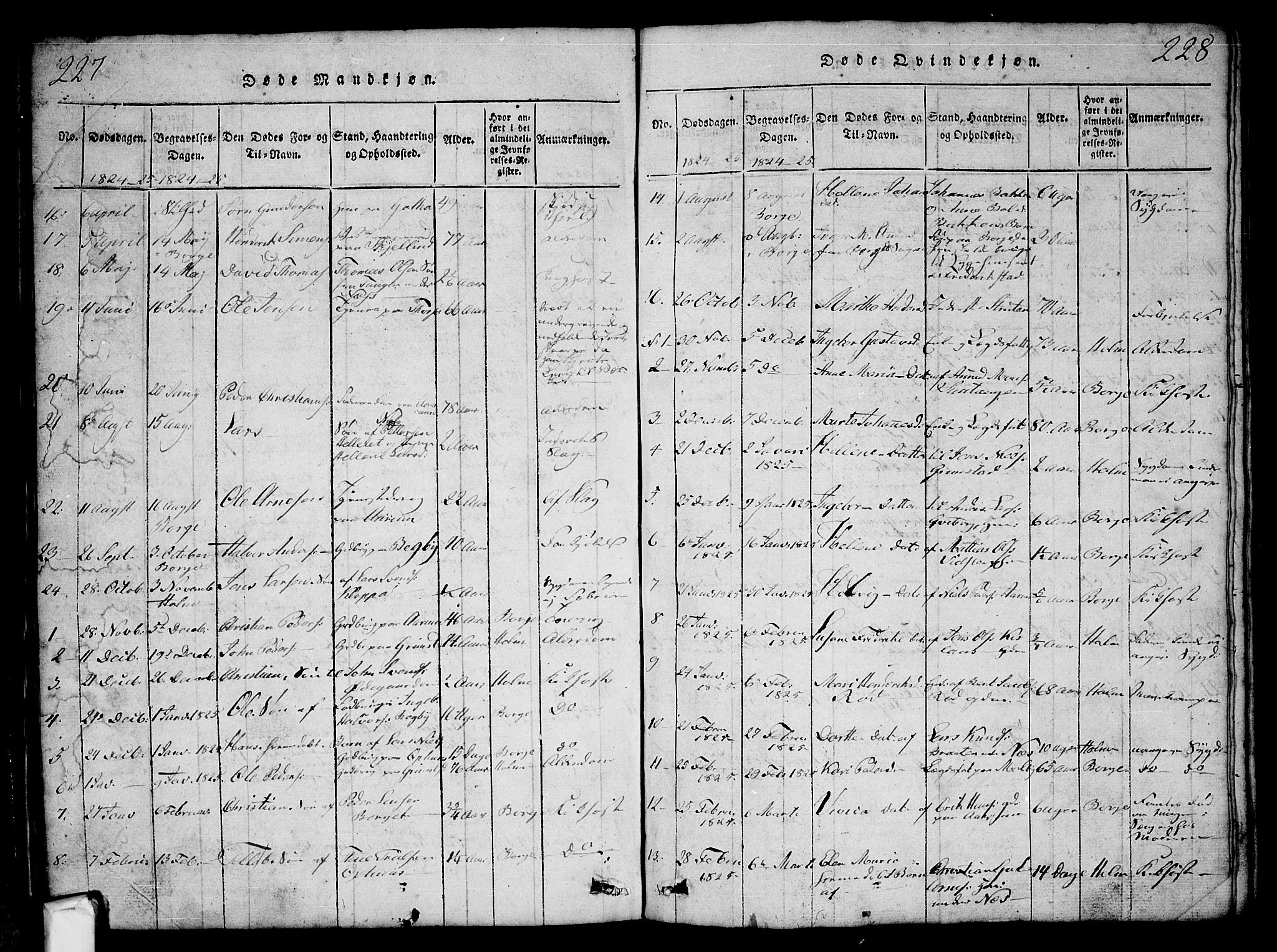 Borge prestekontor Kirkebøker, AV/SAO-A-10903/G/Ga/L0001: Parish register (copy) no.  I 1, 1815-1835, p. 227-228