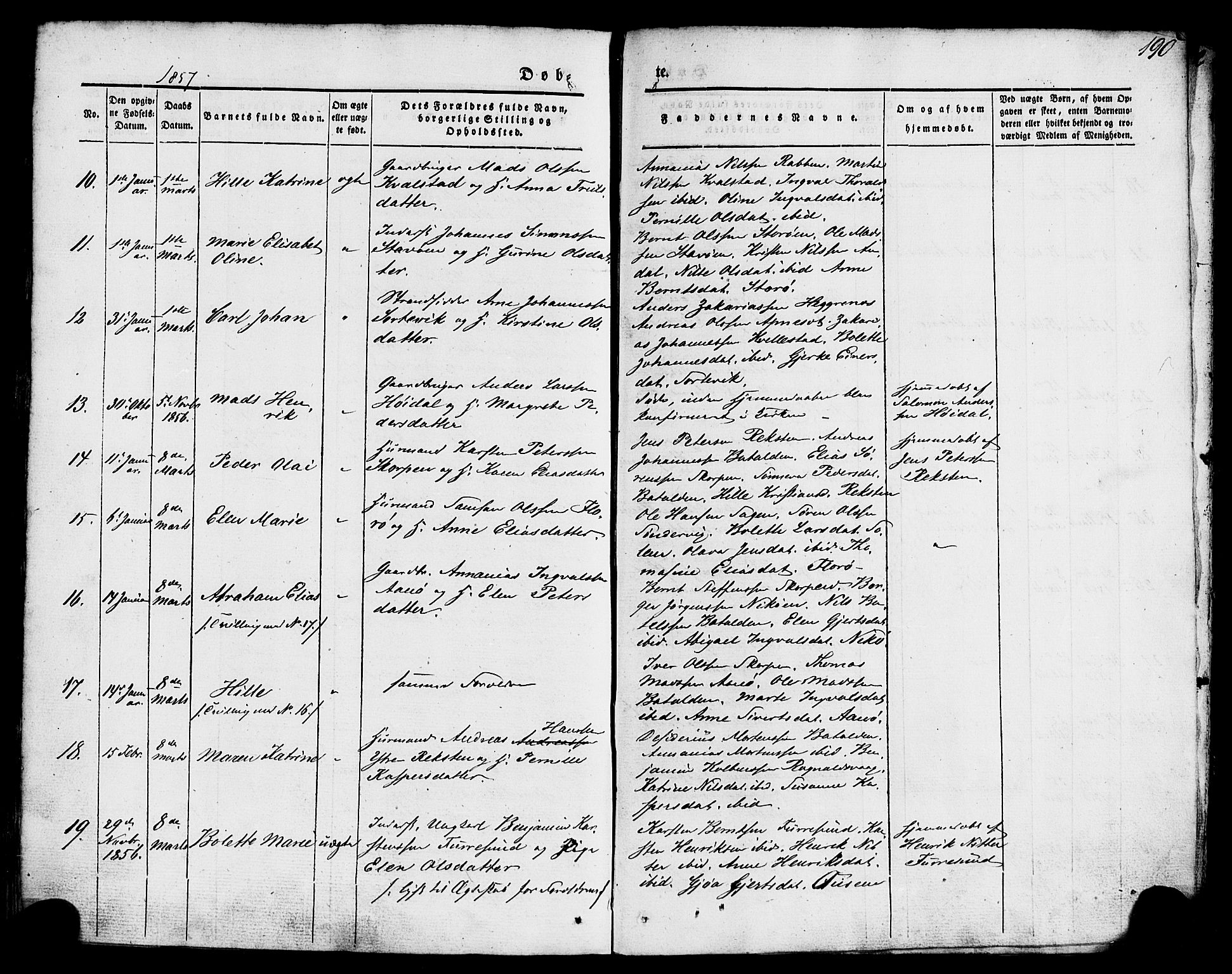 Kinn sokneprestembete, AV/SAB-A-80801/H/Haa/Haaa/L0005: Parish register (official) no. A 5, 1841-1857, p. 190