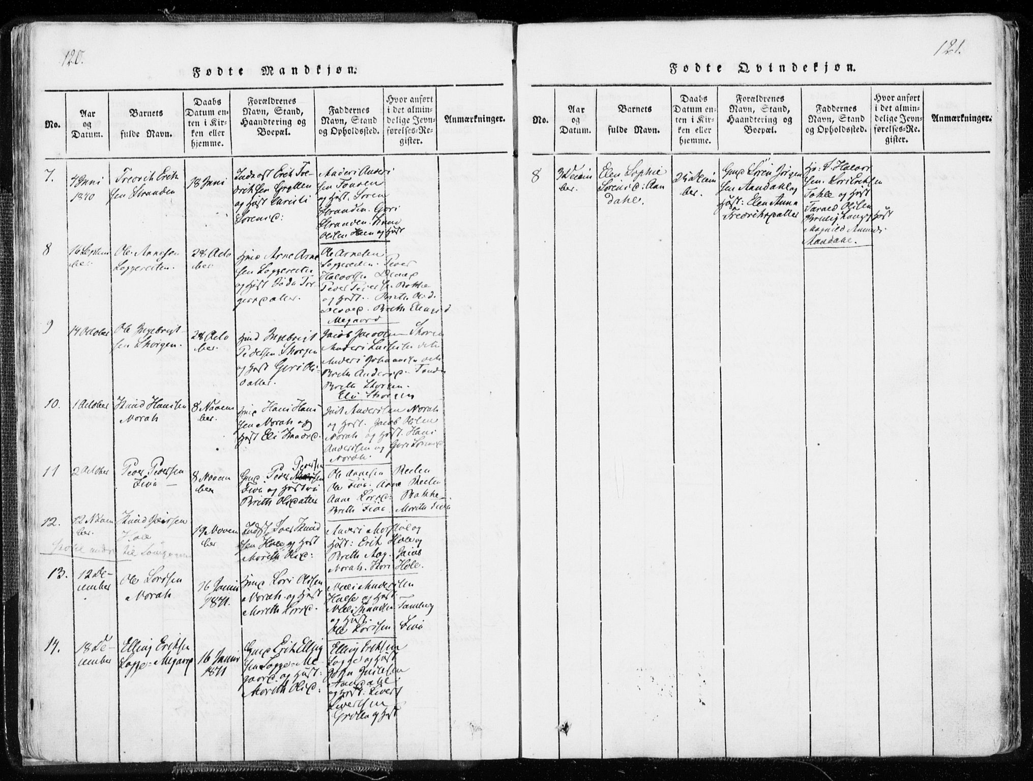 Ministerialprotokoller, klokkerbøker og fødselsregistre - Møre og Romsdal, SAT/A-1454/544/L0571: Parish register (official) no. 544A04, 1818-1853, p. 120-121