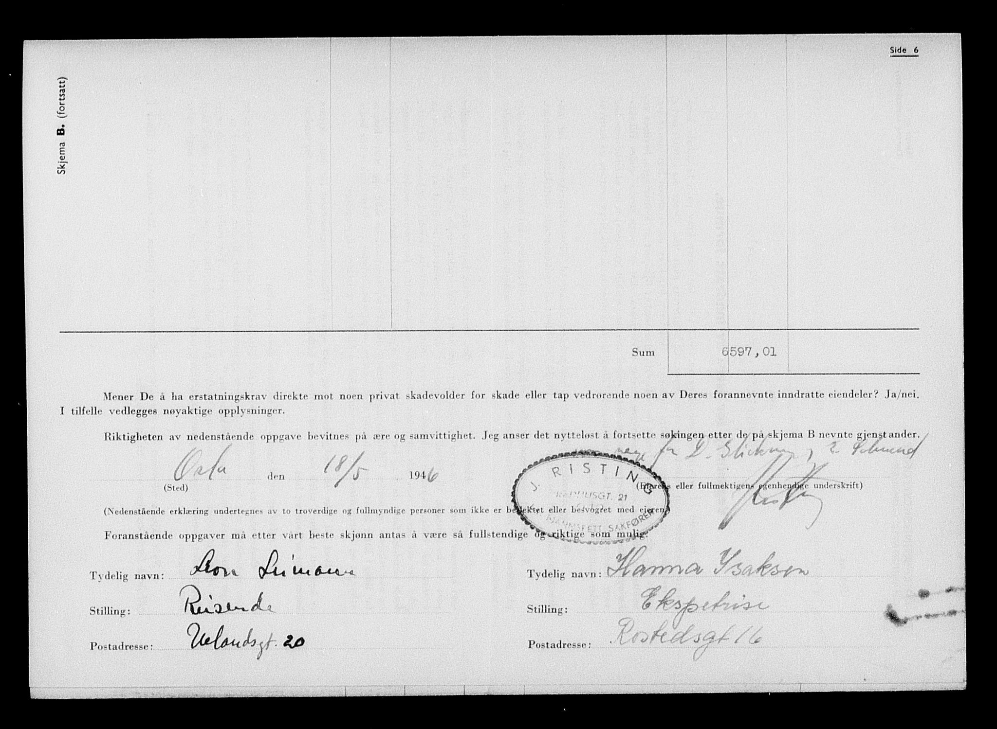 Justisdepartementet, Tilbakeføringskontoret for inndratte formuer, AV/RA-S-1564/H/Hc/Hcc/L0938: --, 1945-1947, p. 72