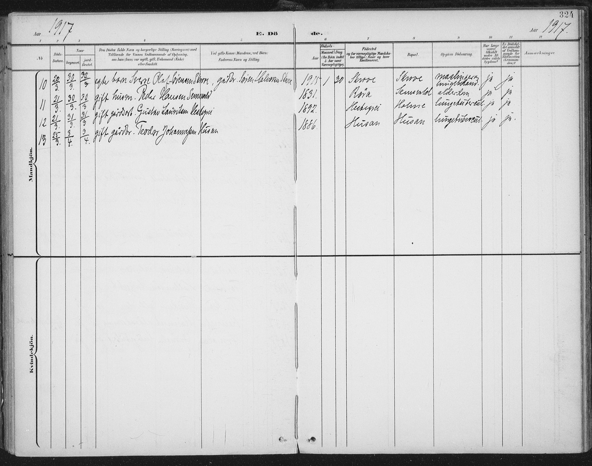 Ministerialprotokoller, klokkerbøker og fødselsregistre - Nord-Trøndelag, SAT/A-1458/723/L0246: Parish register (official) no. 723A15, 1900-1917, p. 324